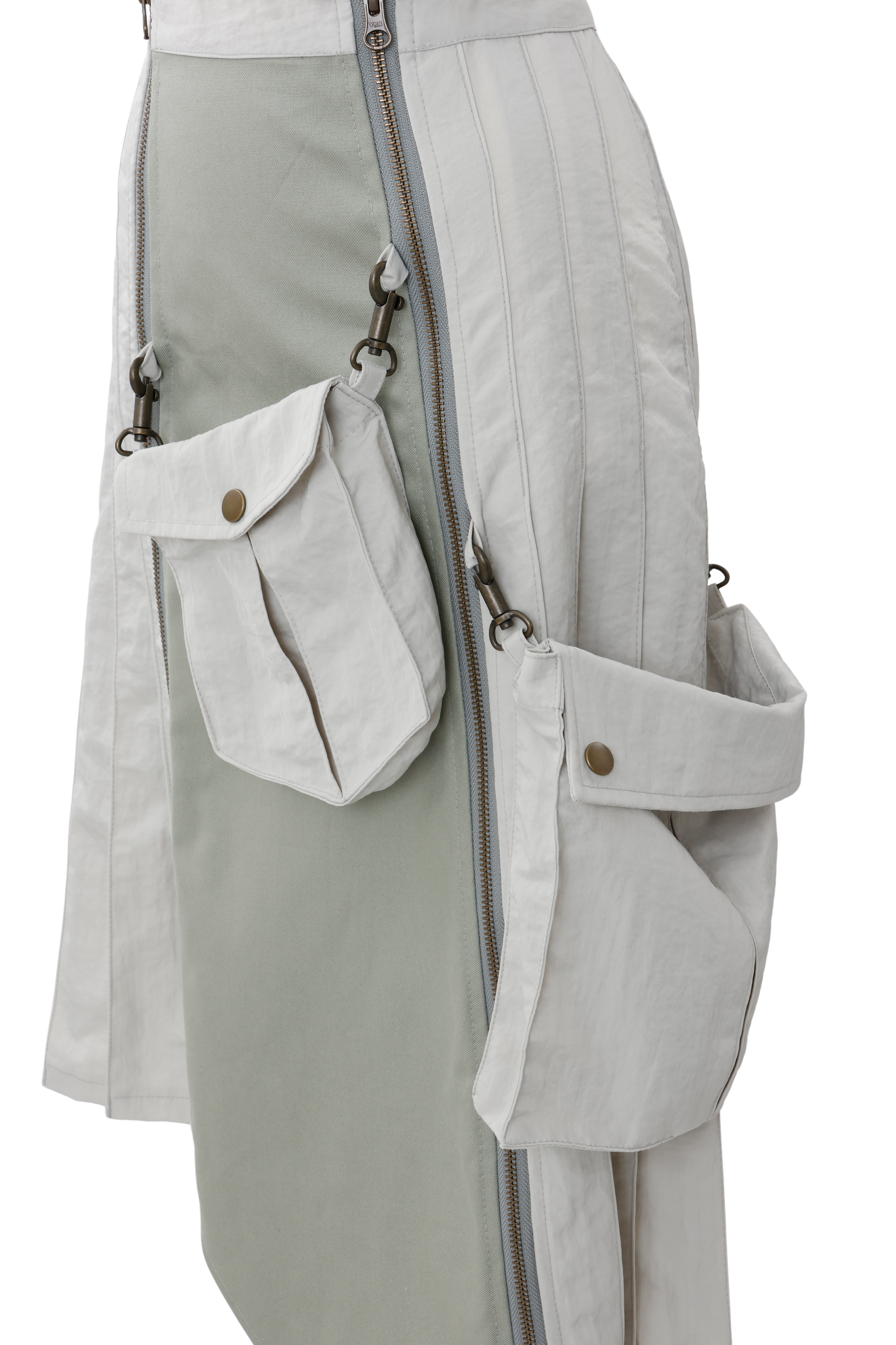 Military shrink pleats skirt - Greige