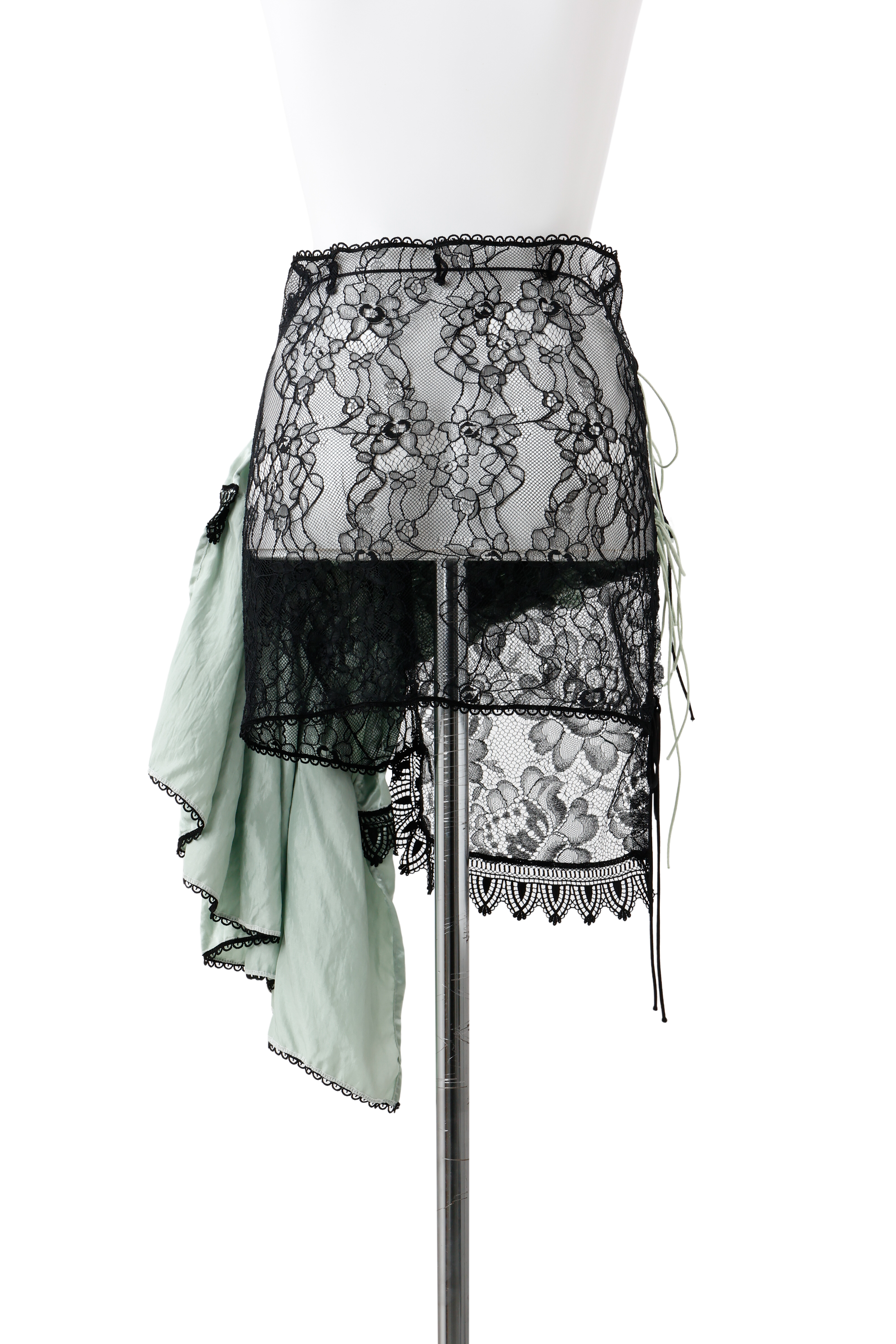 Hand pleats veil skirt - Green