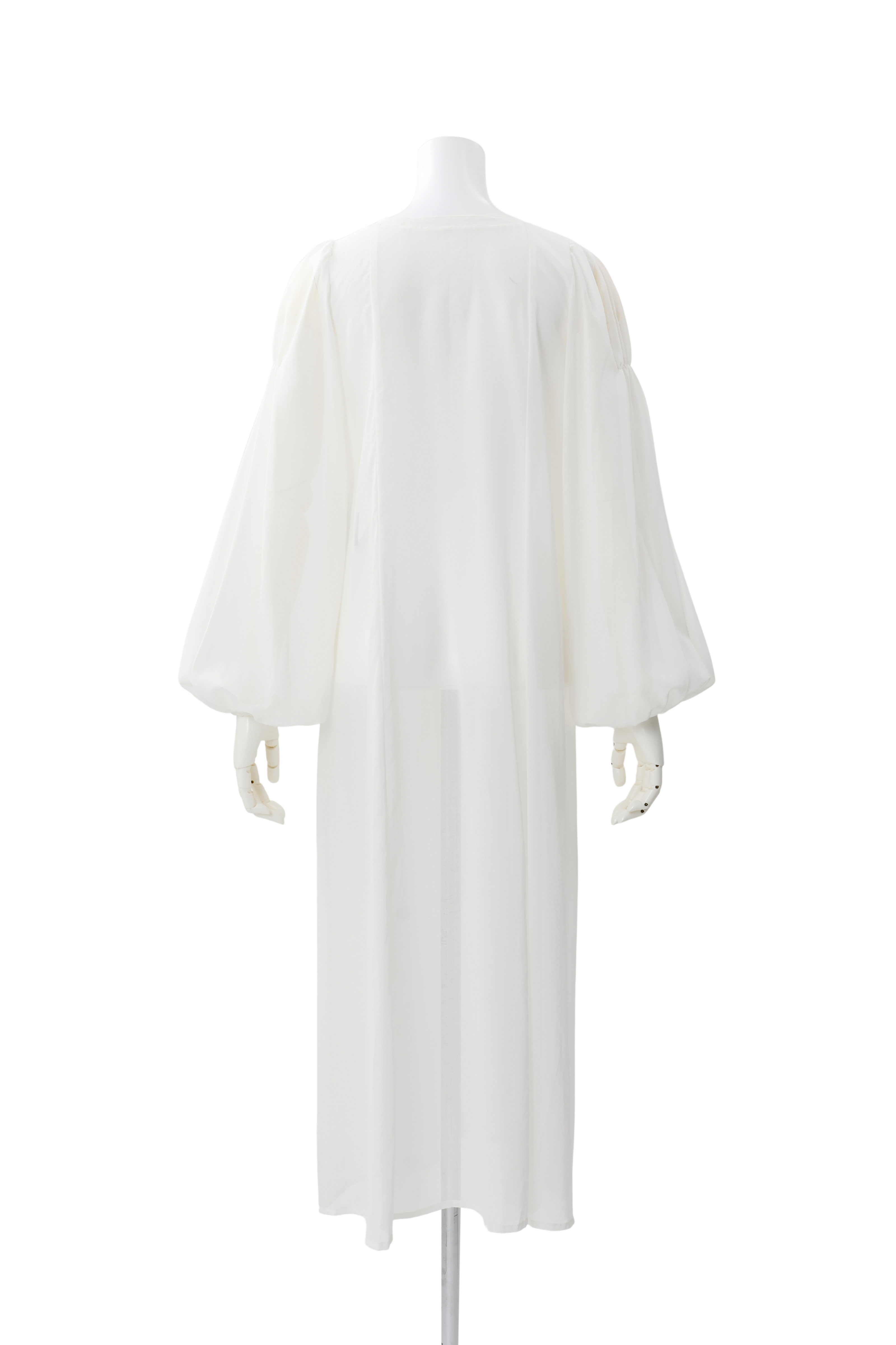 Smocking sheer gown - White