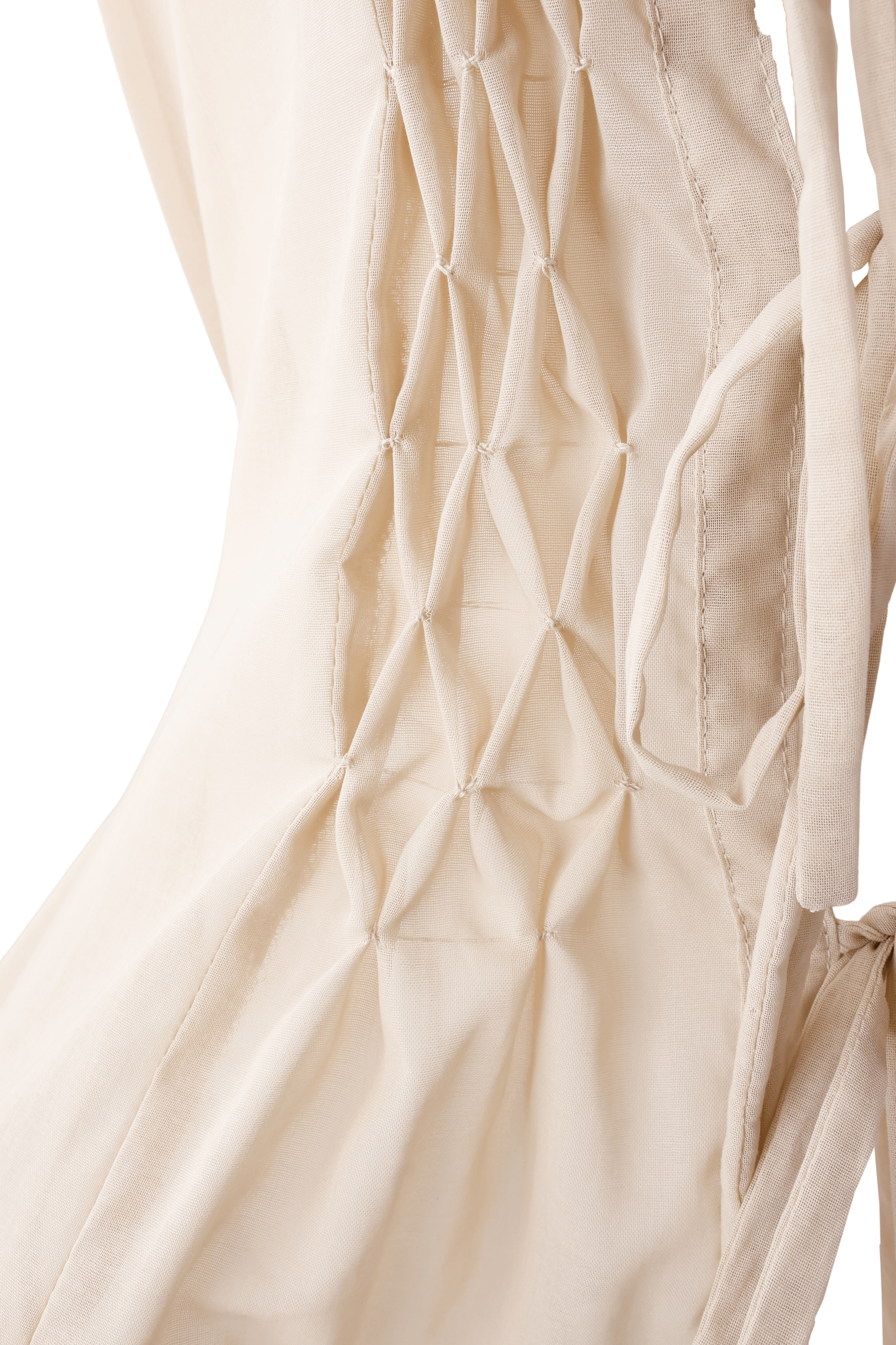 Smocking sheer gown - Beige