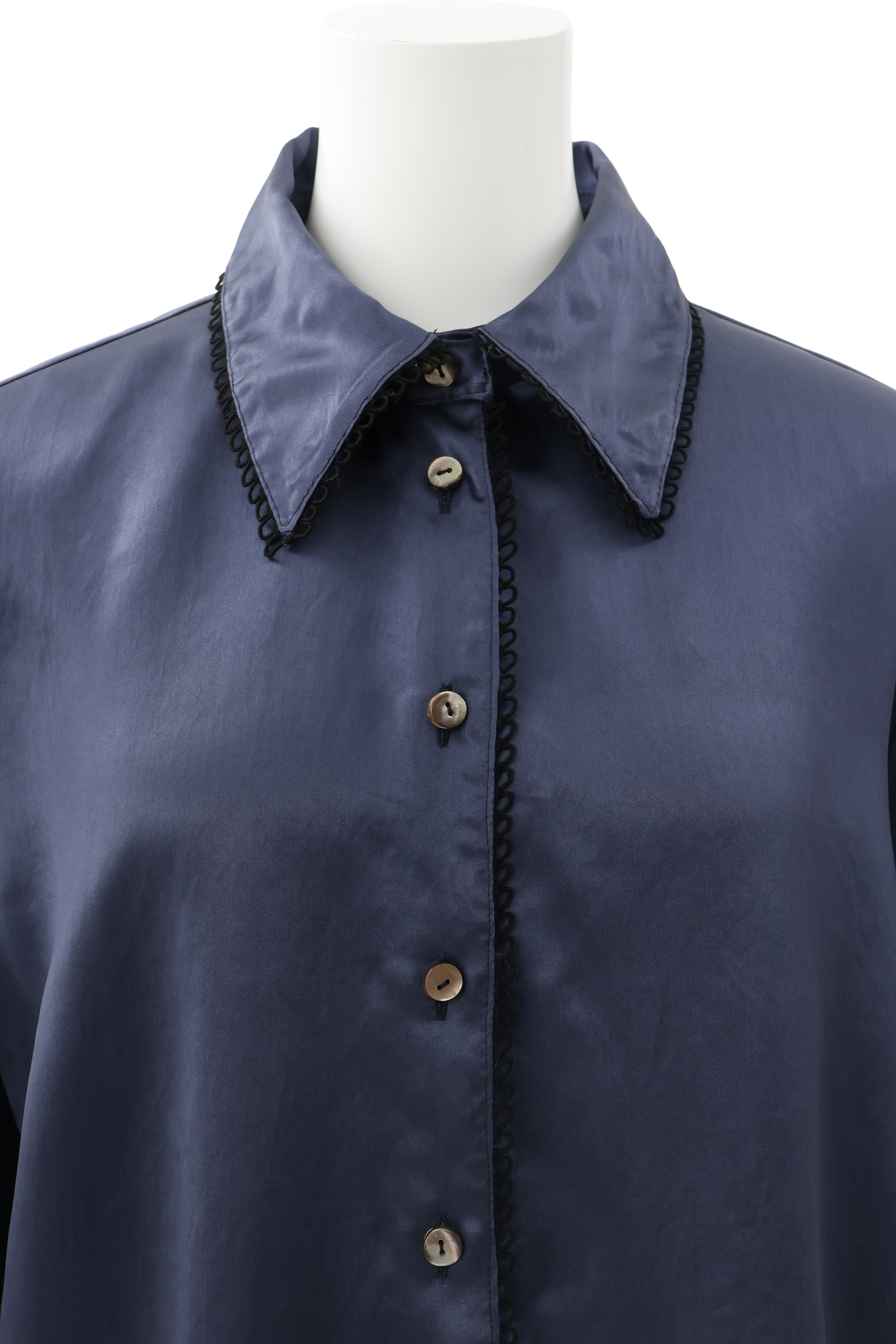 Satin broad shirt - Navy