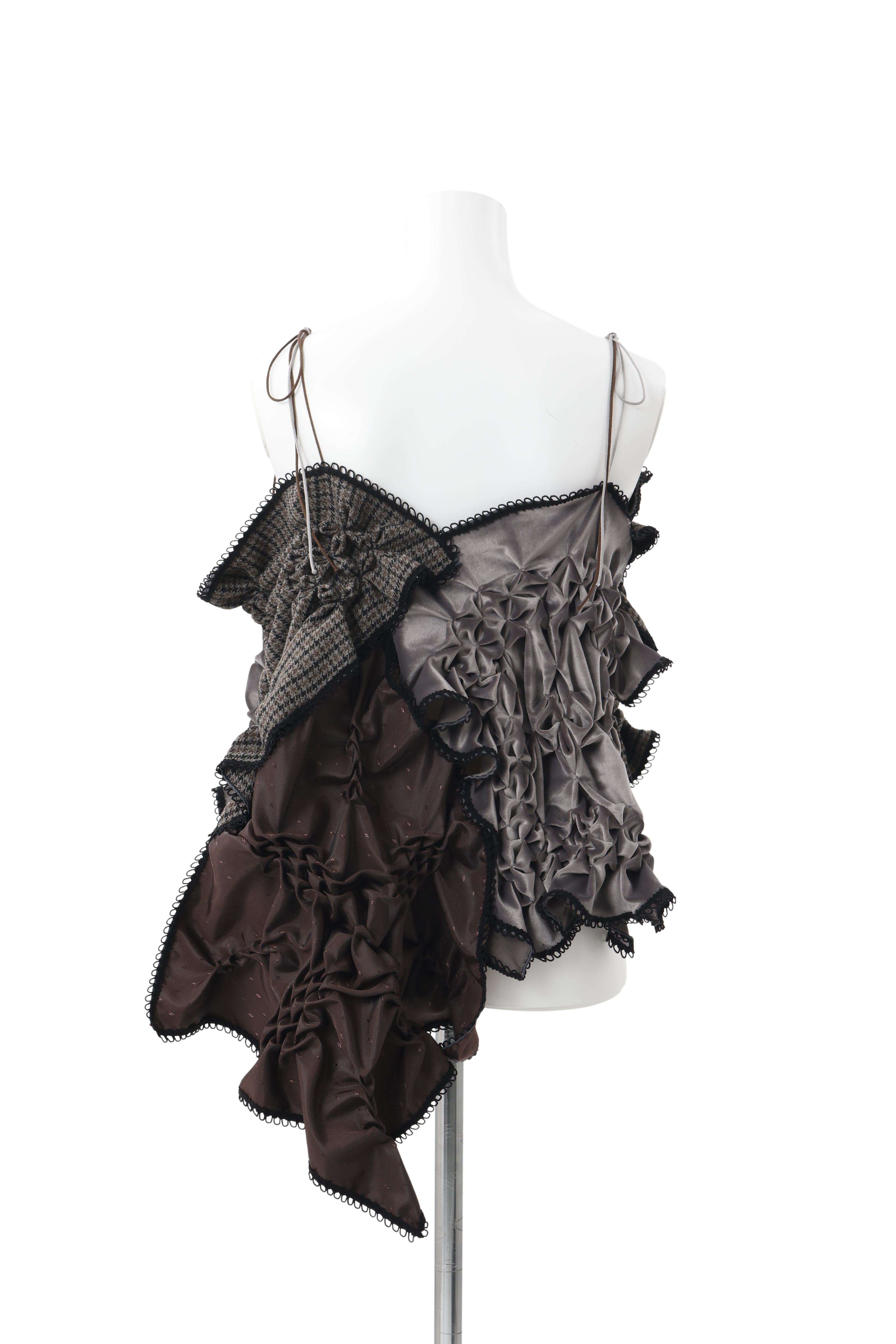 Patch smocking skirt - Gray-Tweed
