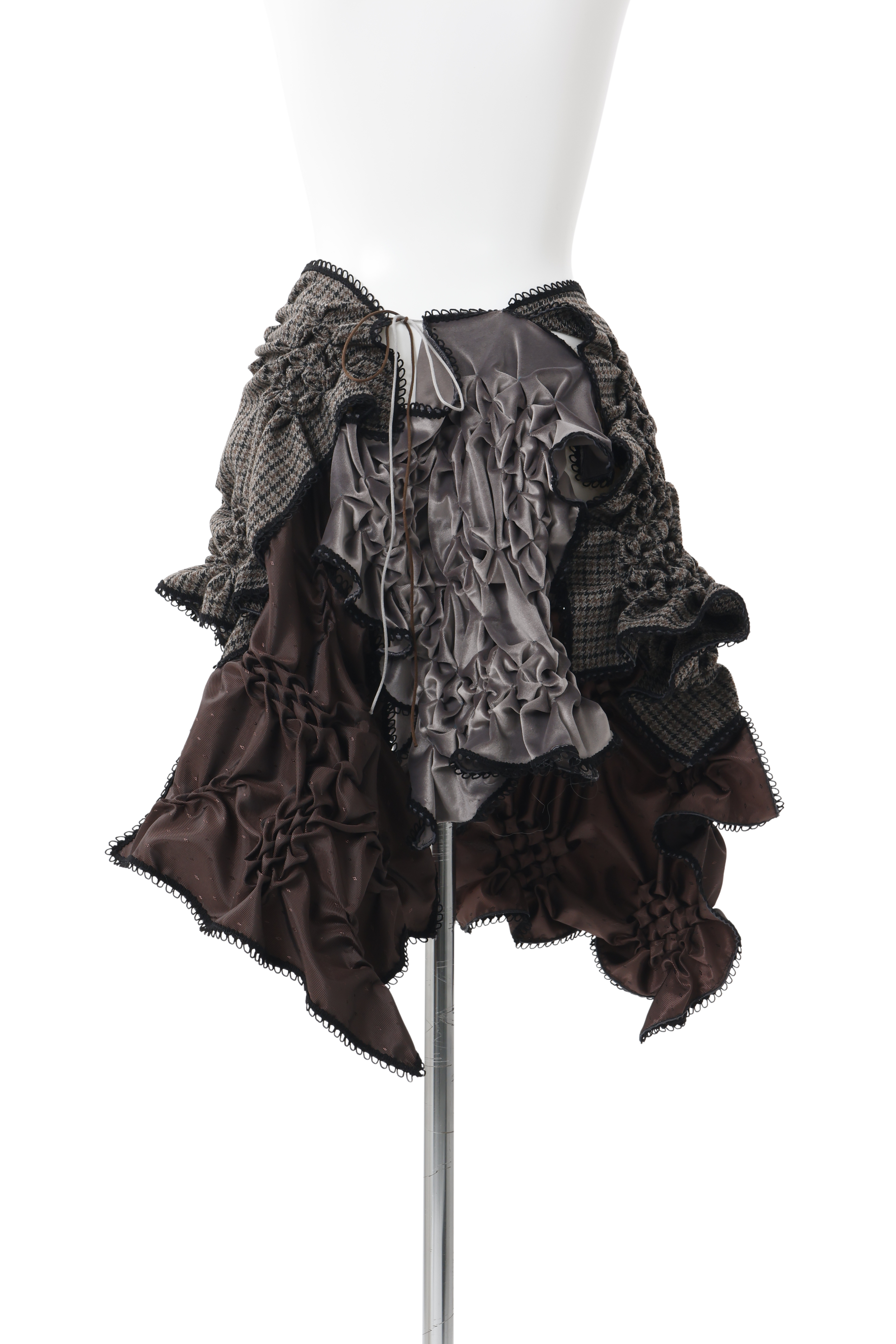 Patch smocking skirt - Gray-Tweed