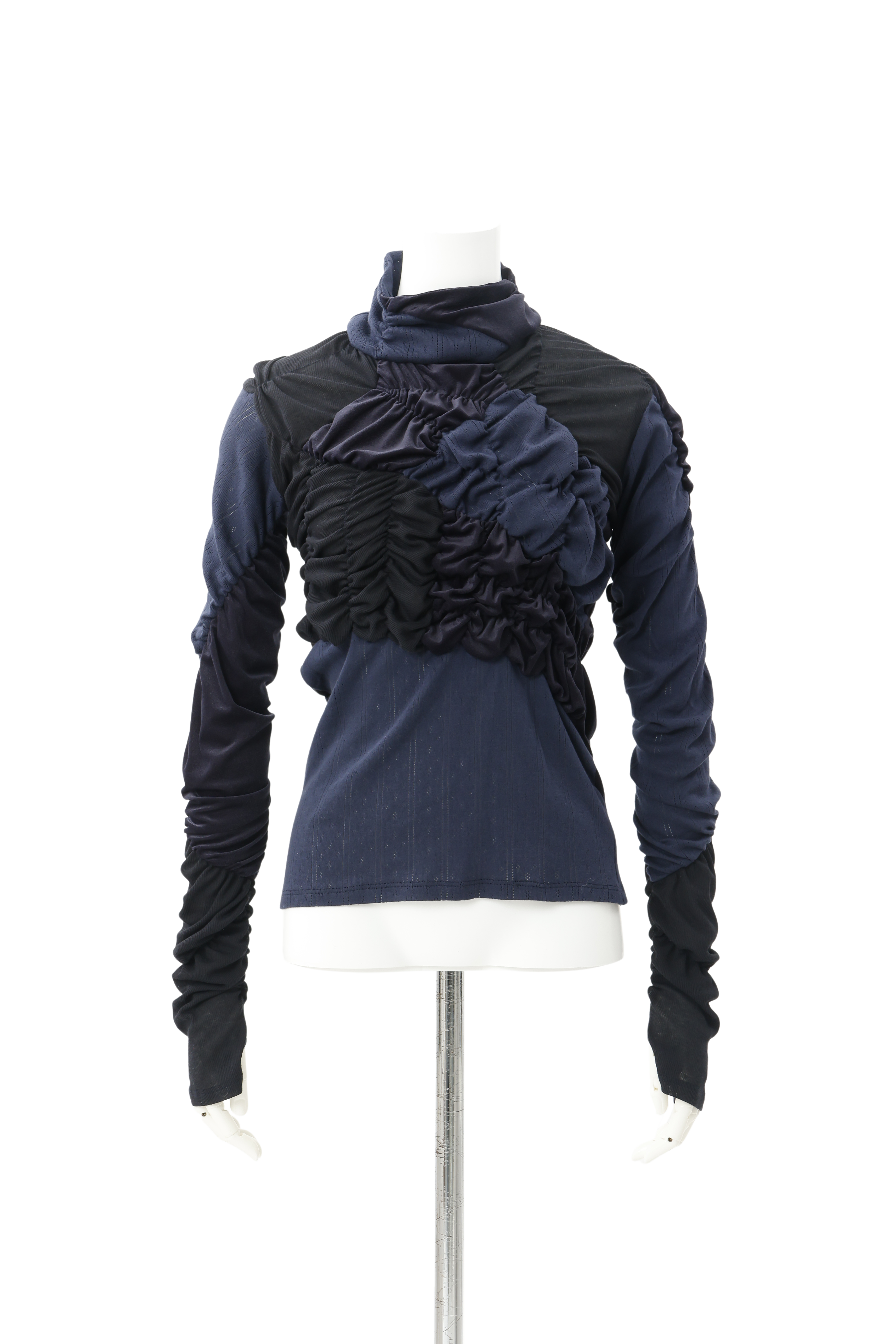 Shirring knit pullover - Navy