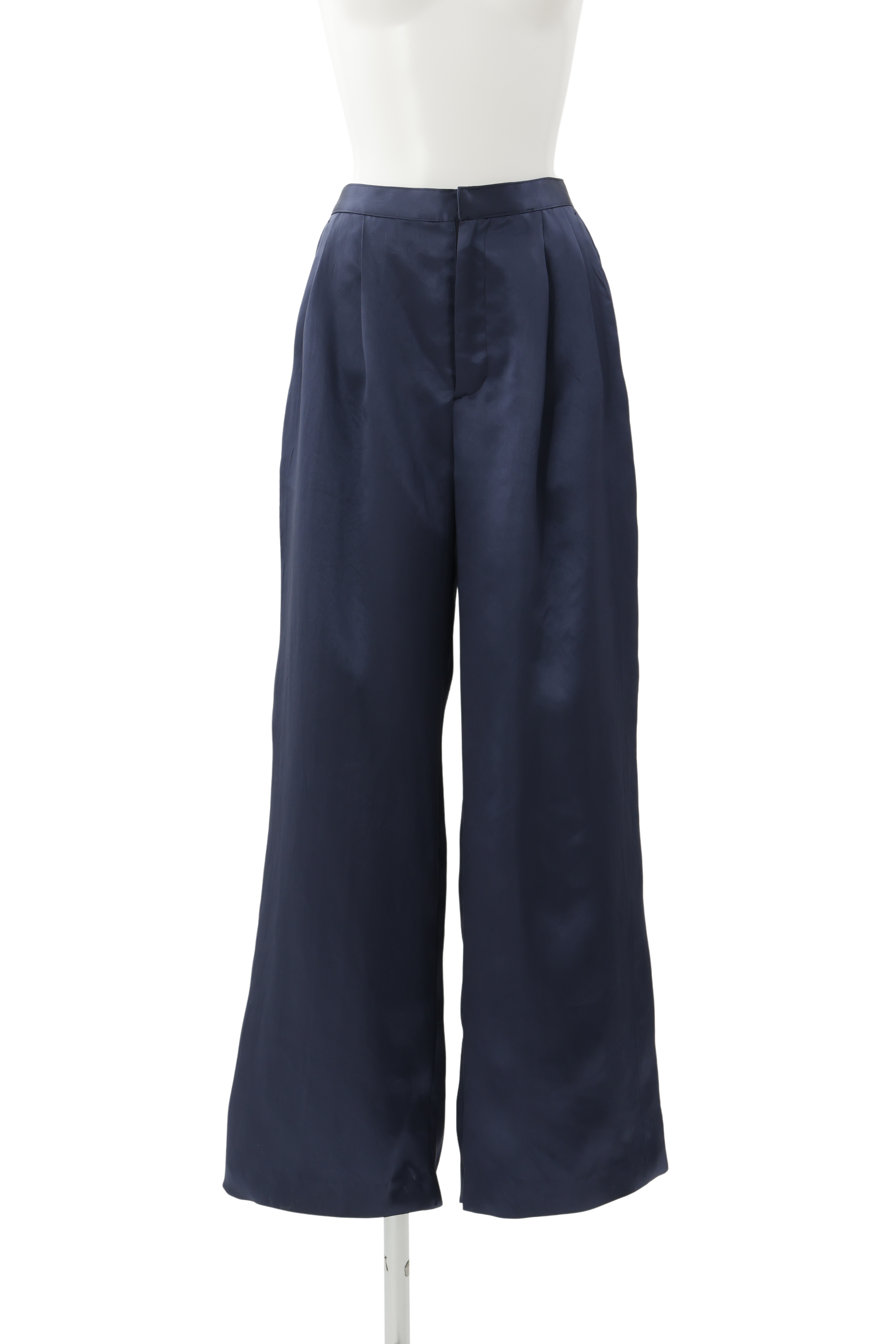 Satin broad pants - Navy