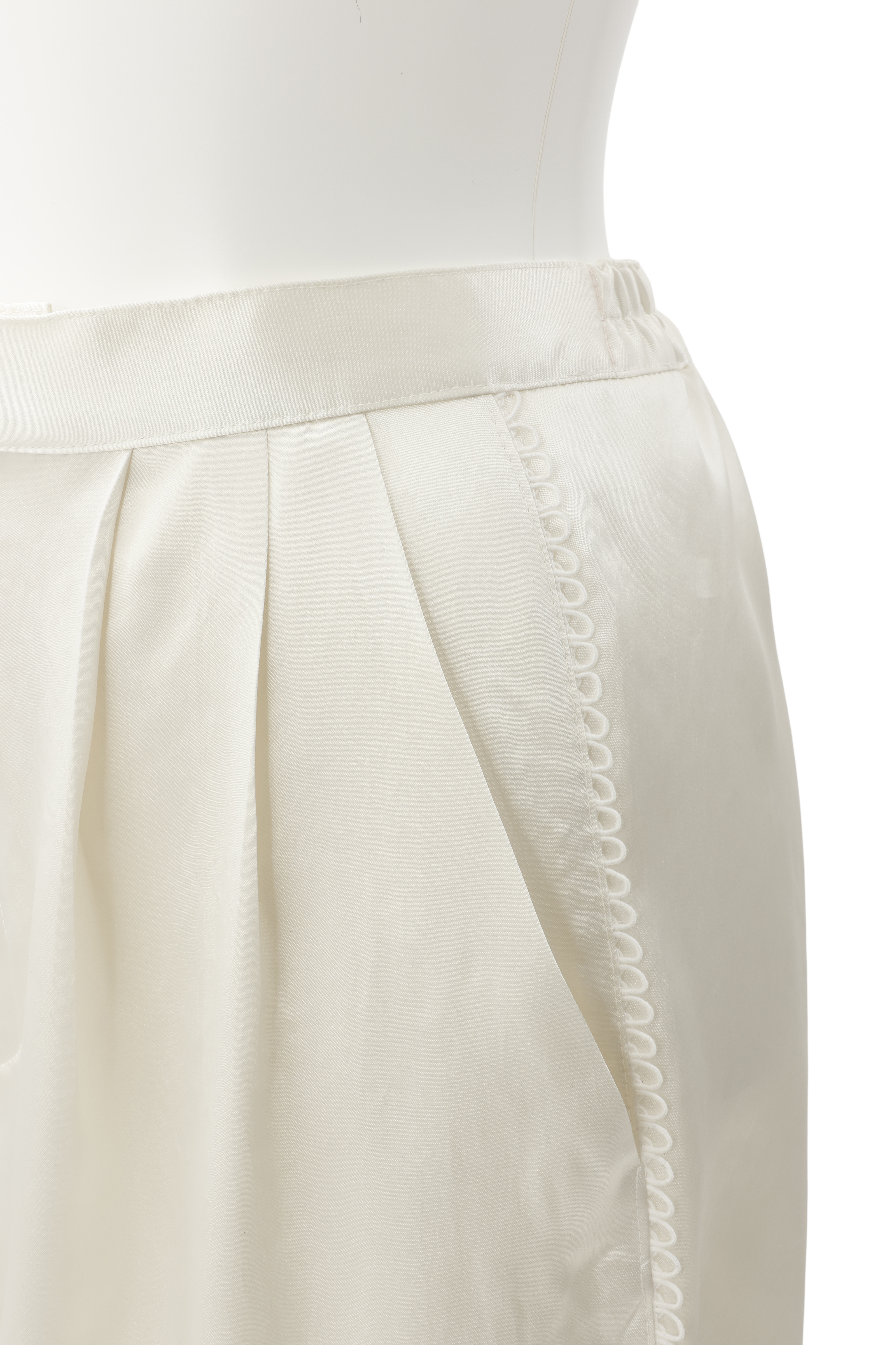 Satin broad pants - Ivory