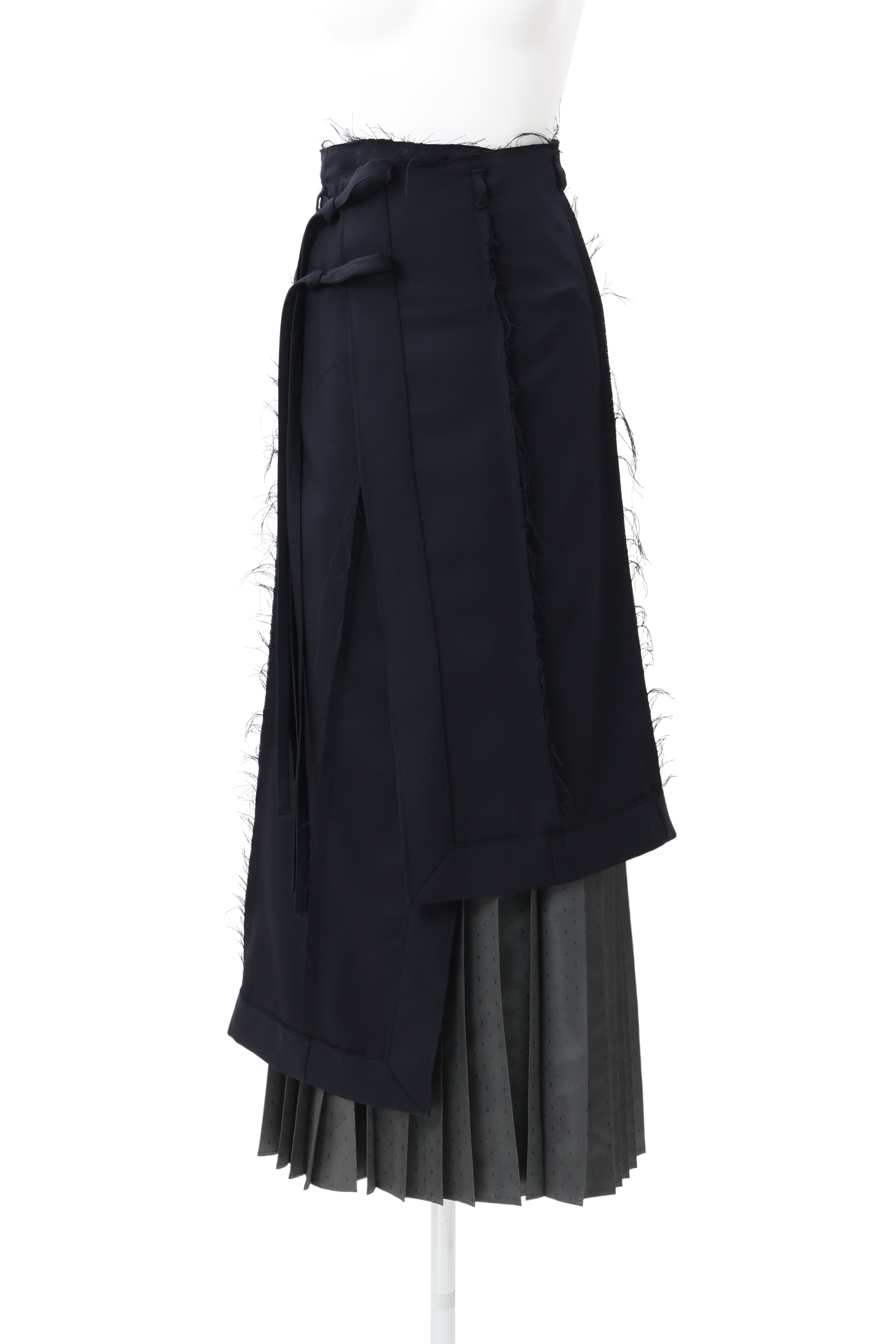 Pleats wrapping skirt - Navy