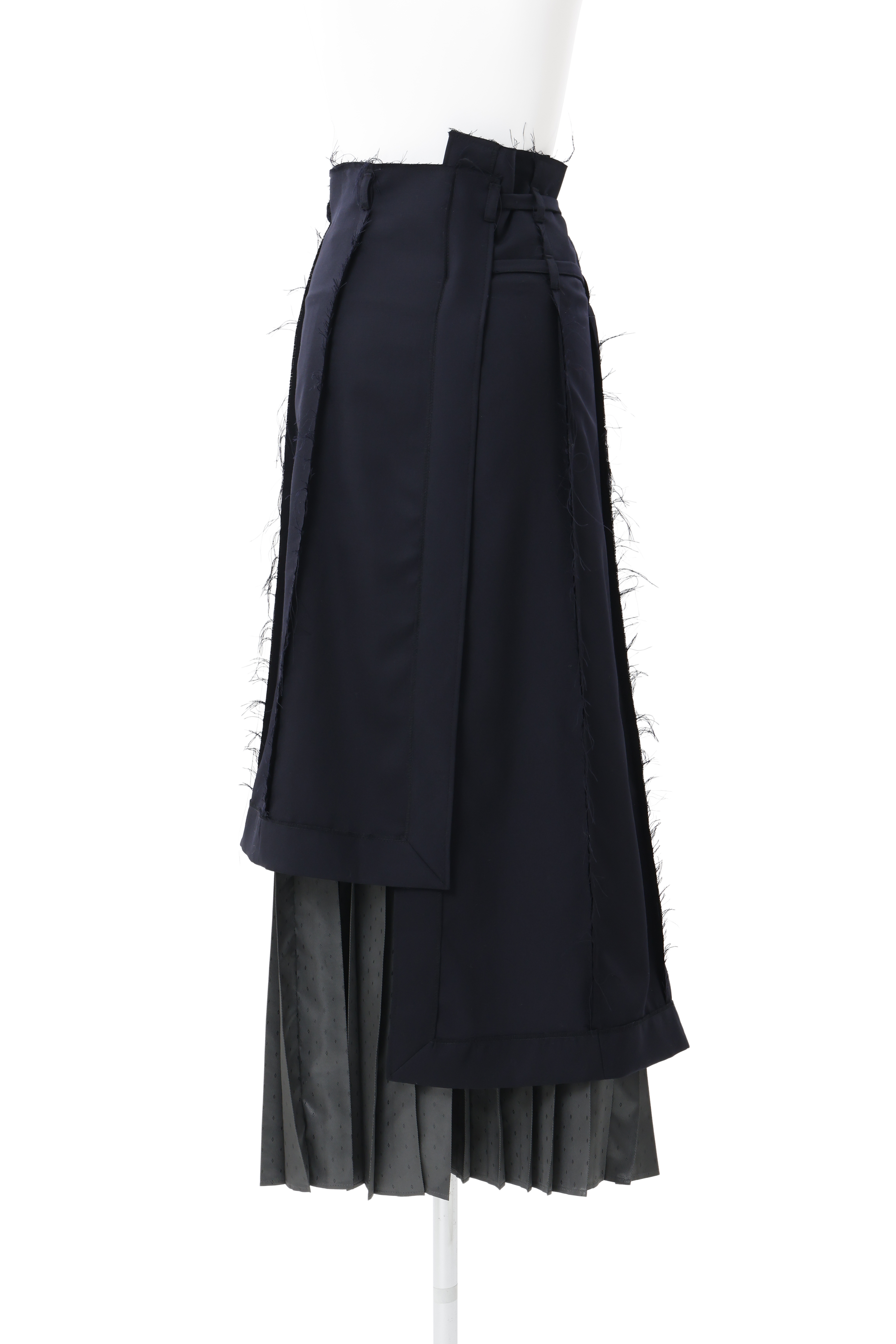 Pleats wrapping skirt - Navy