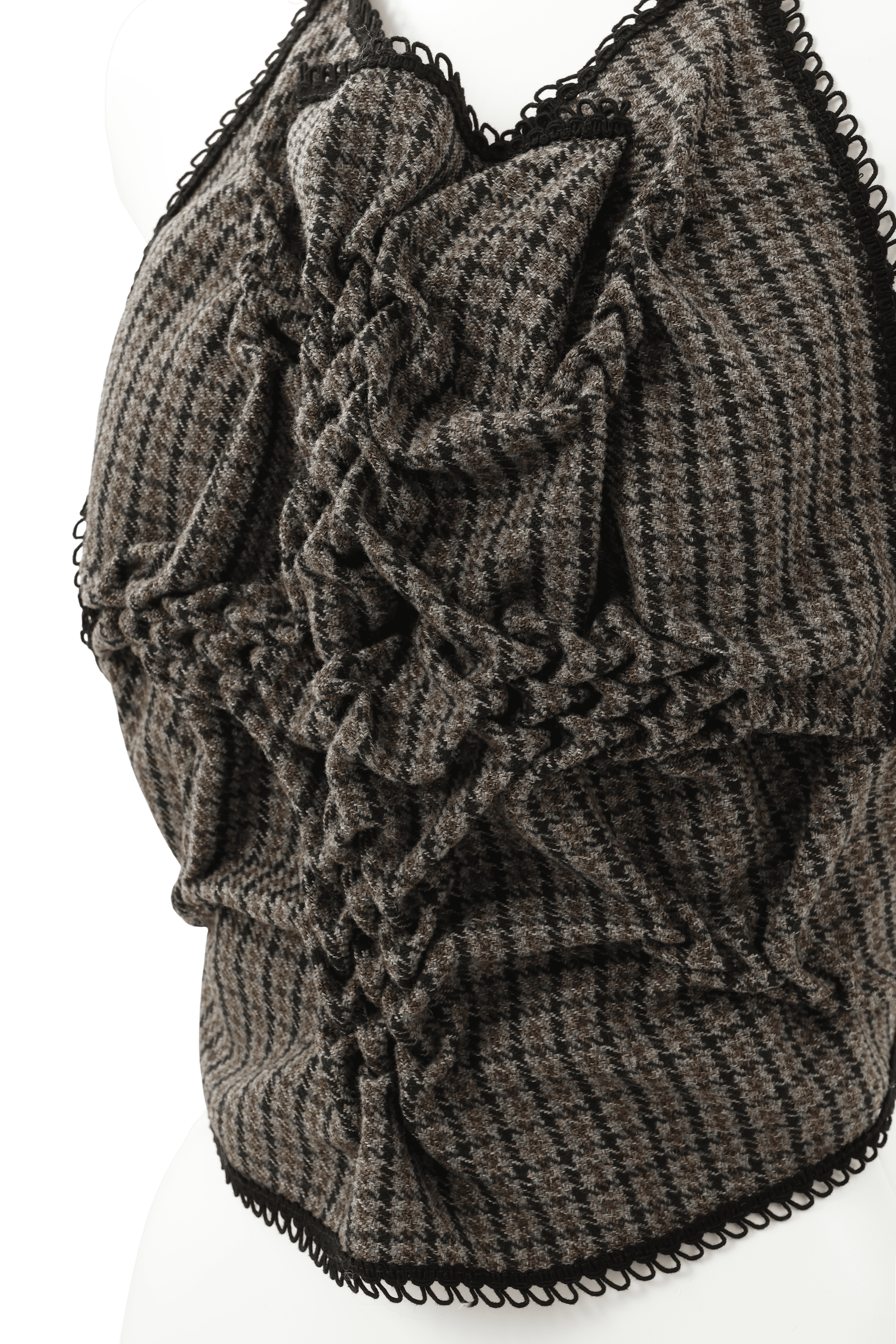 Patch smocking bustier - Gray-Tweed