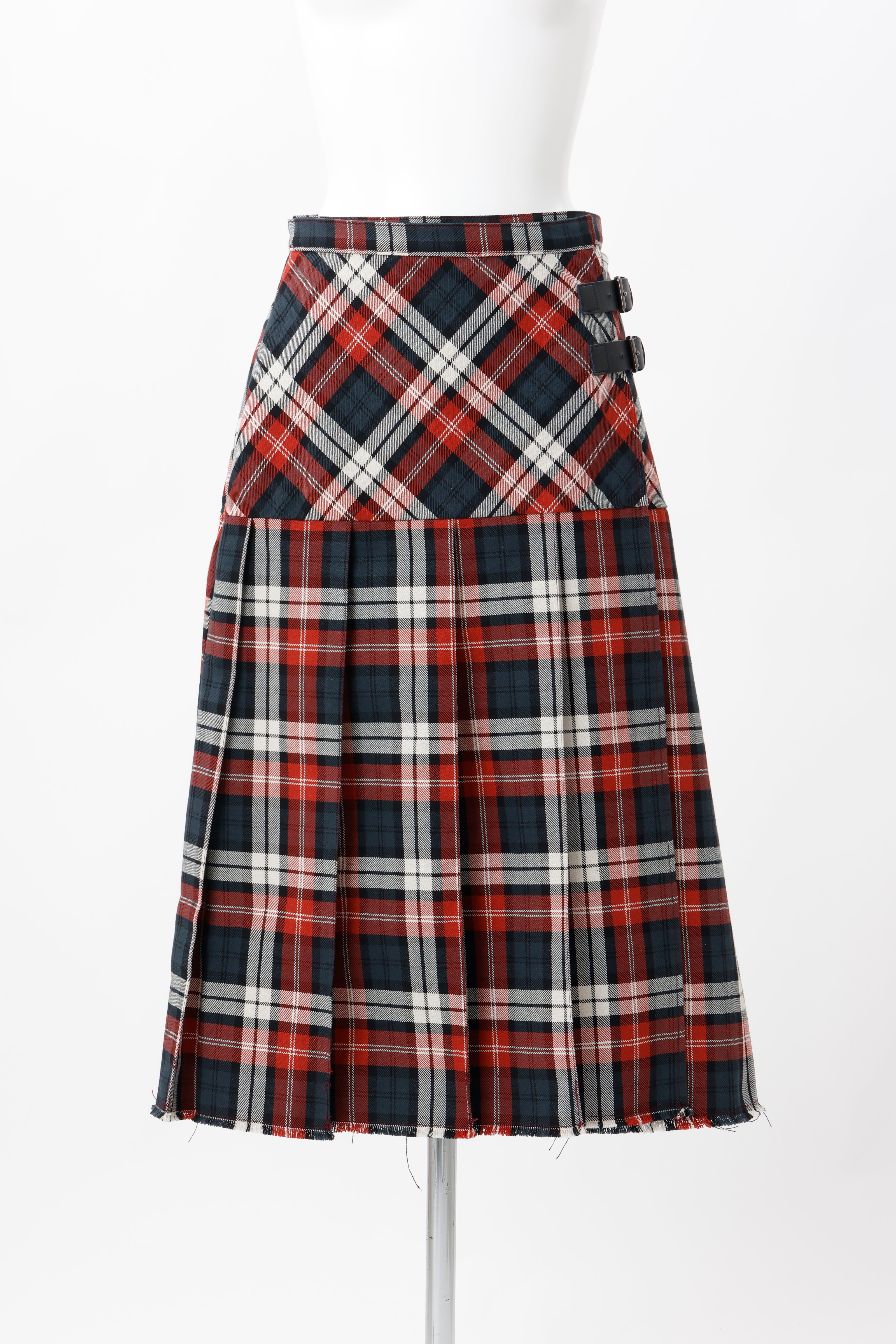 Plaid pleated skirt - Red