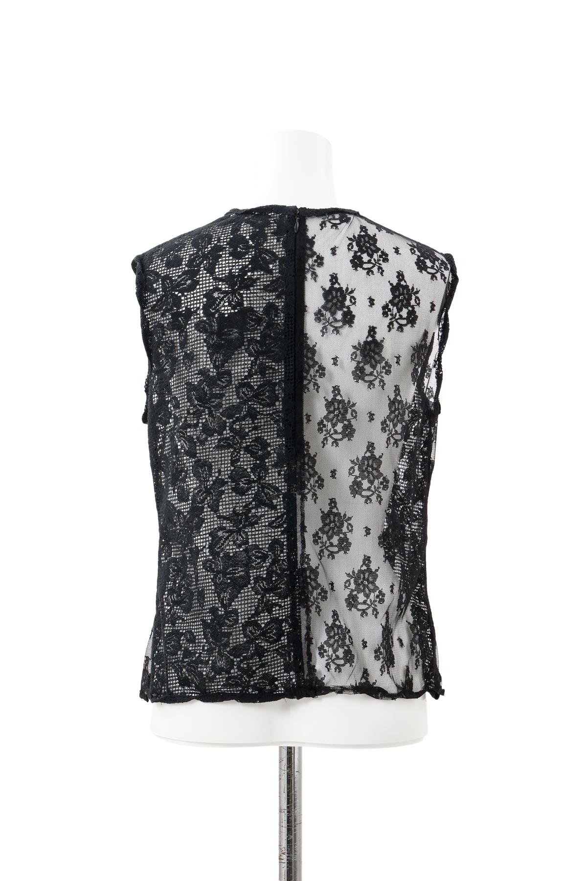 Twist edge lace  blouse - Black