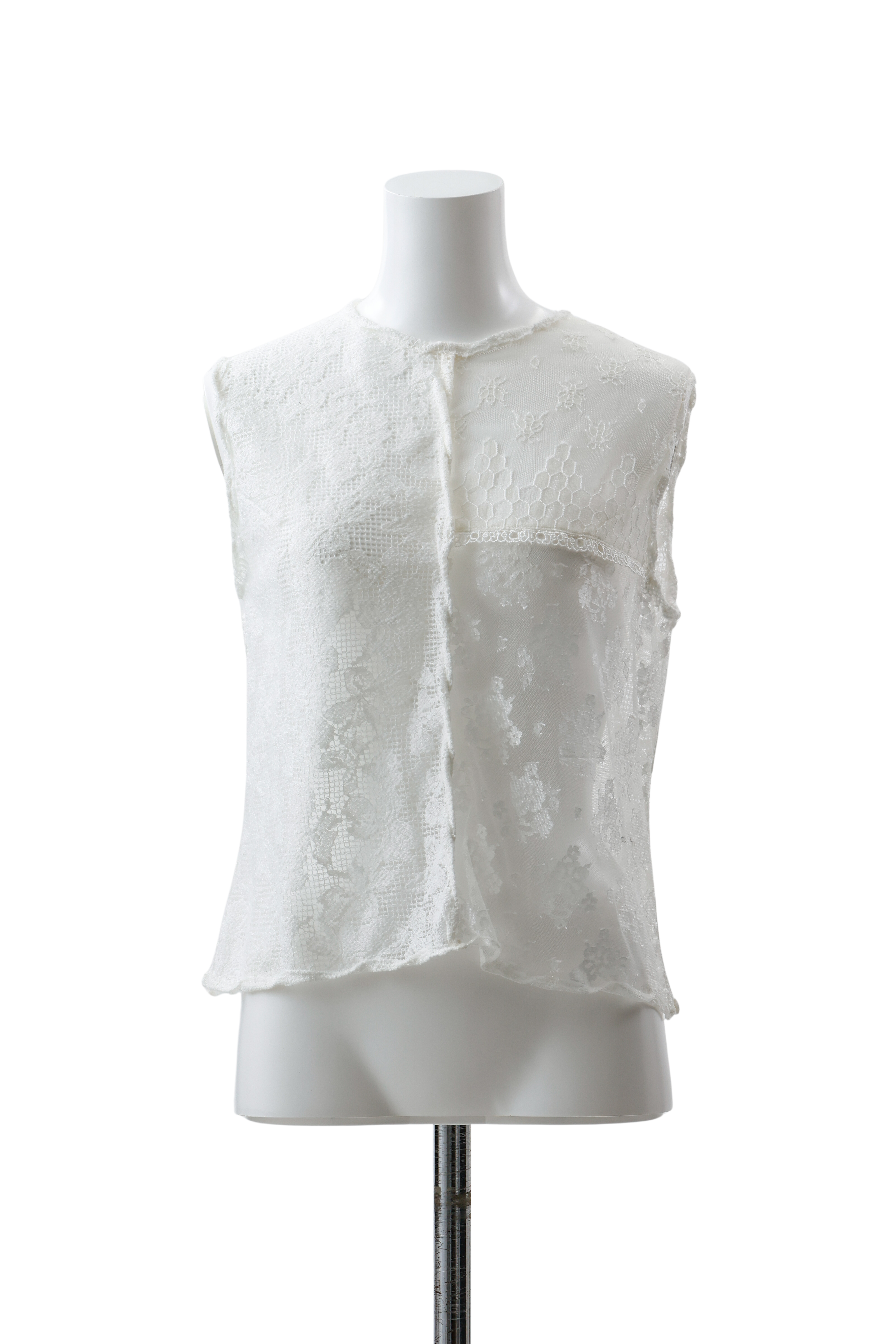 Twist edge lace  blouse - Off-white