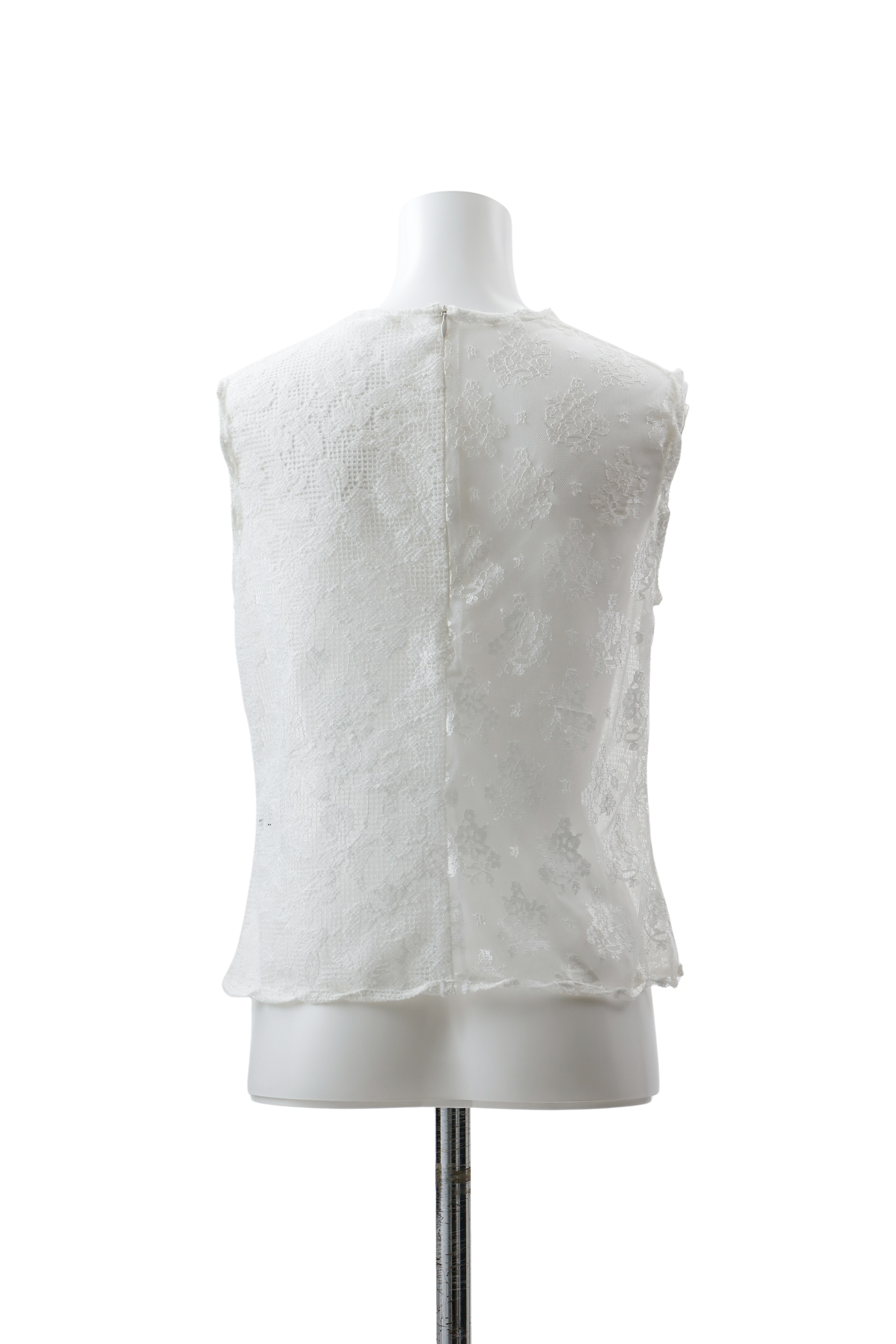 Twist edge lace  blouse - Off-white