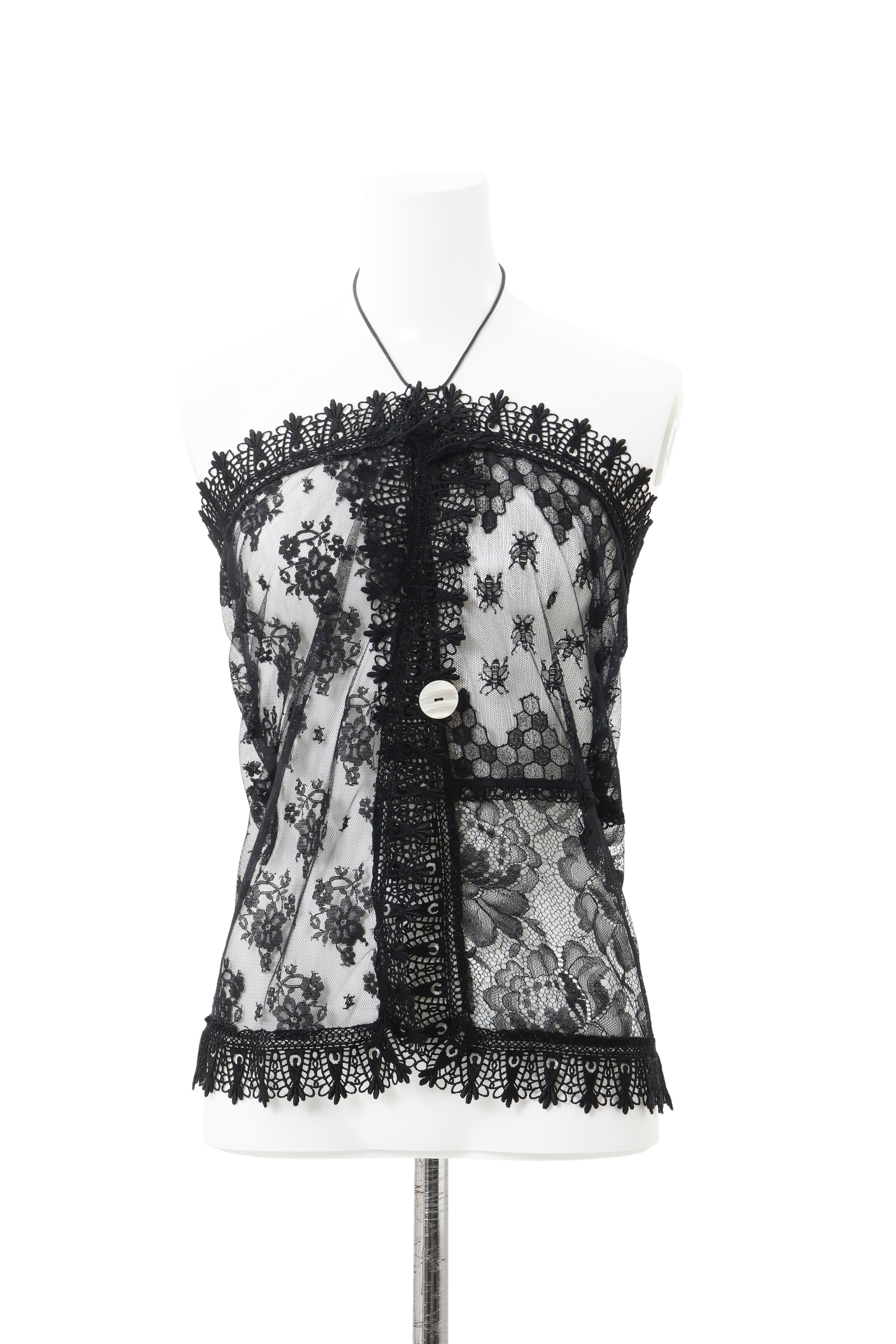 Lace patchwork scarf bustier - Black