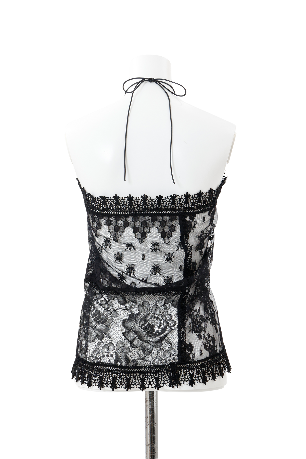 Lace patchwork scarf bustier - Black