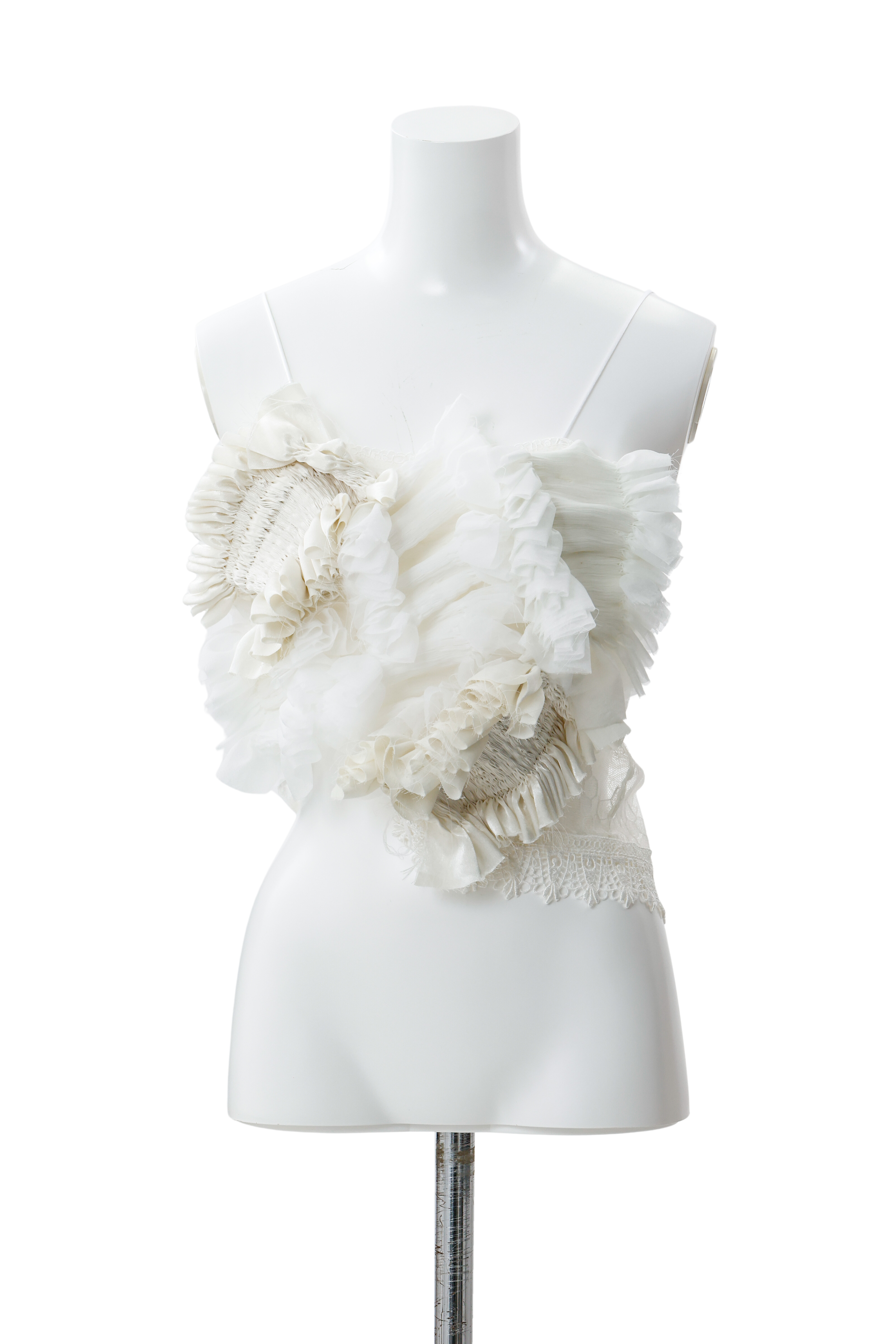 Hand pleats assemble bustier - White