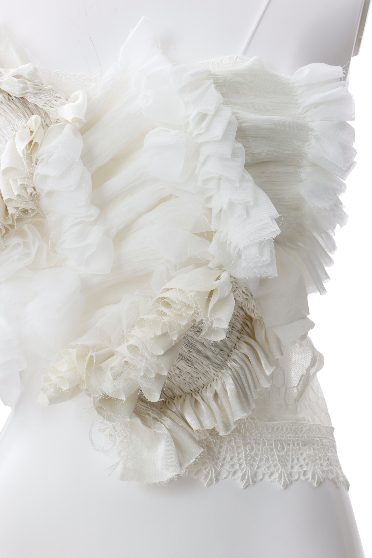 Hand pleats assemble bustier - White