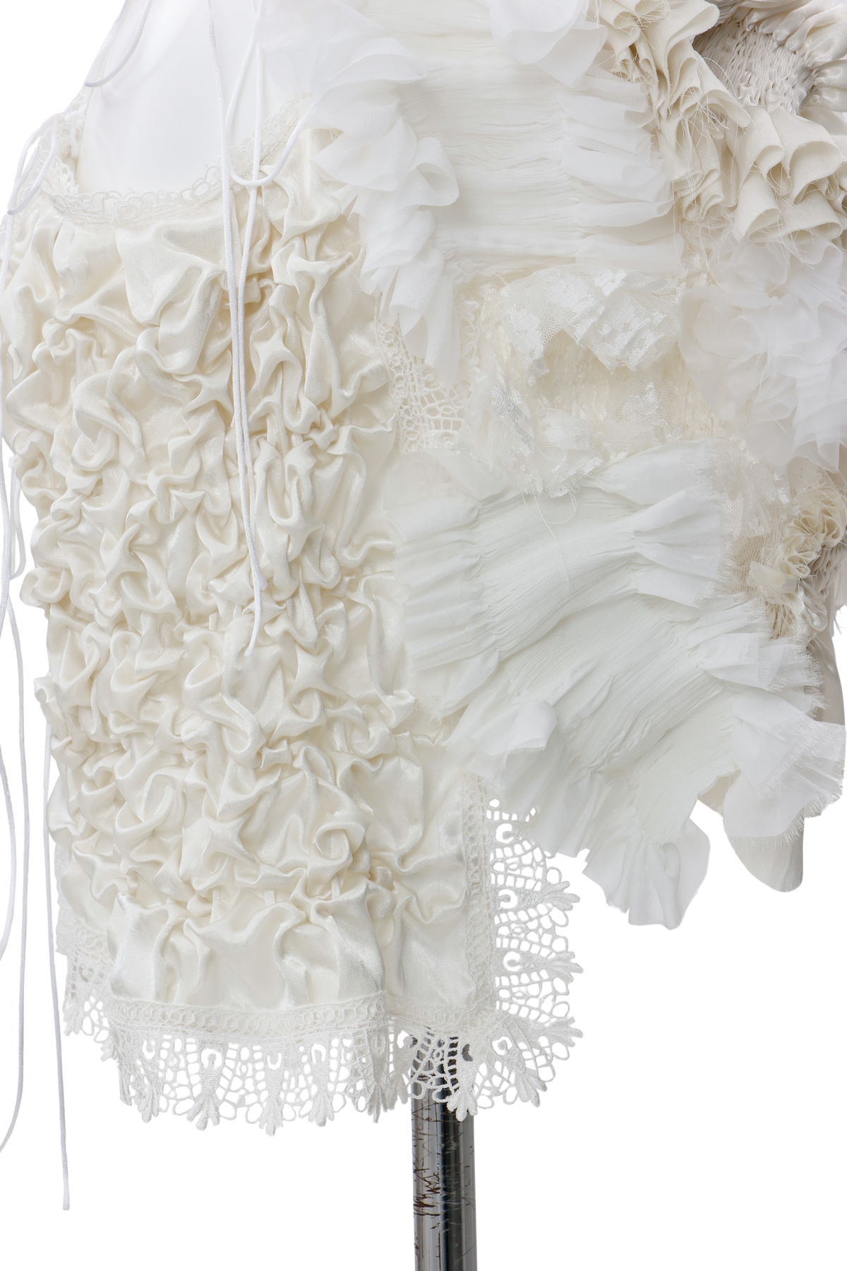 Hand pleats assemble skirt - White