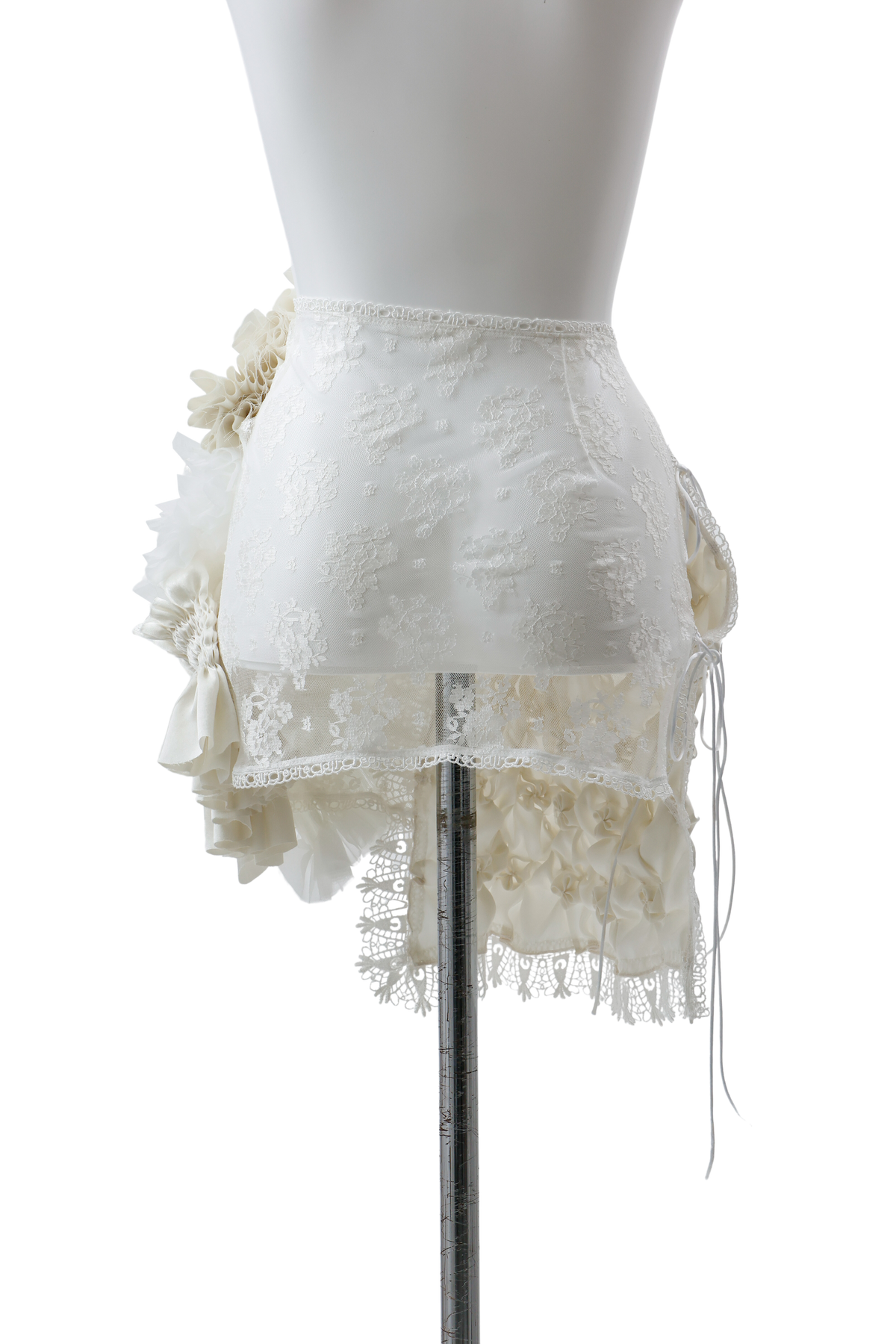 Hand pleats assemble skirt - White