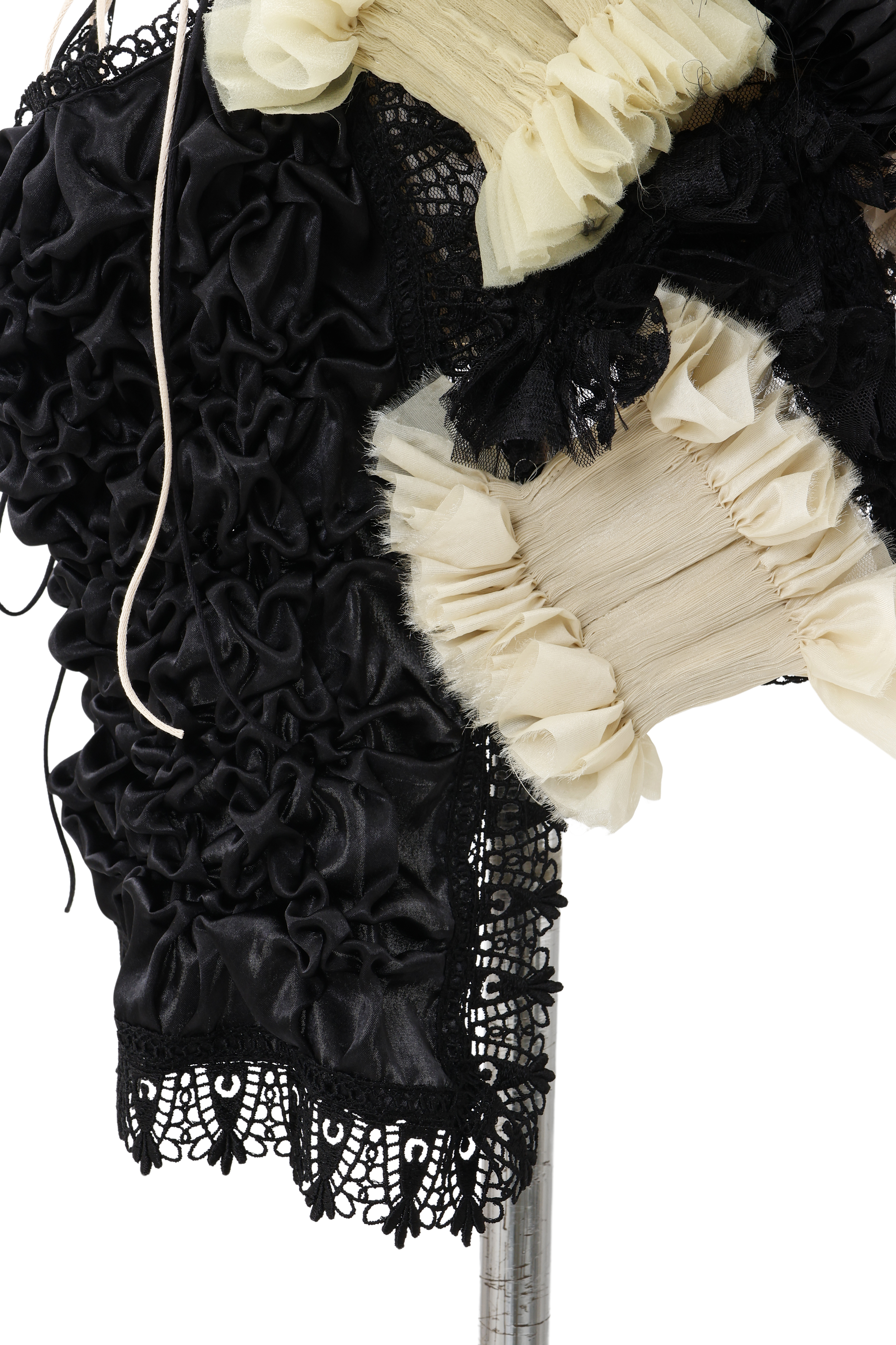 Hand pleats assemble skirt - Yellow - black