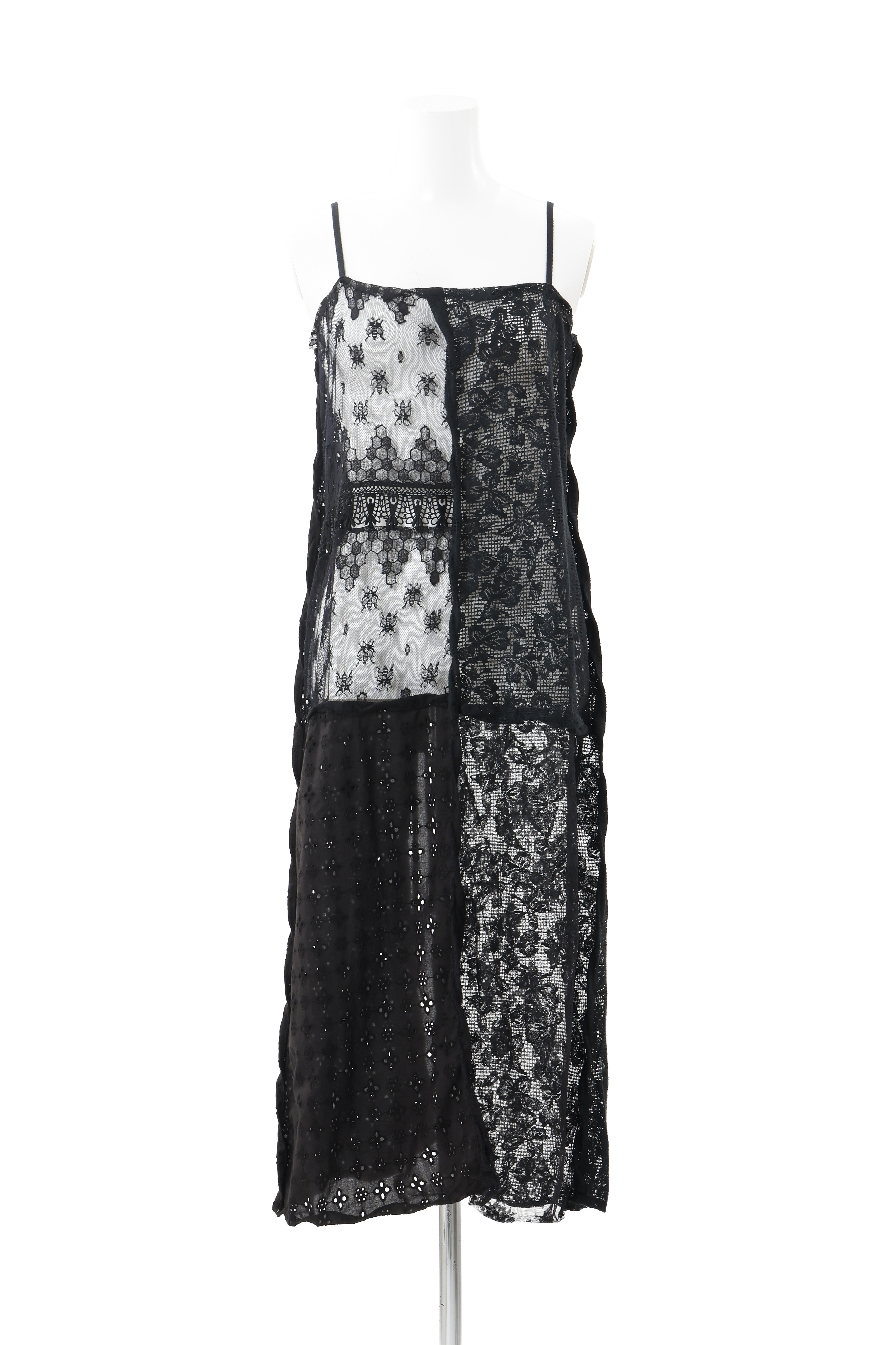Twist edge lace  apron - Black