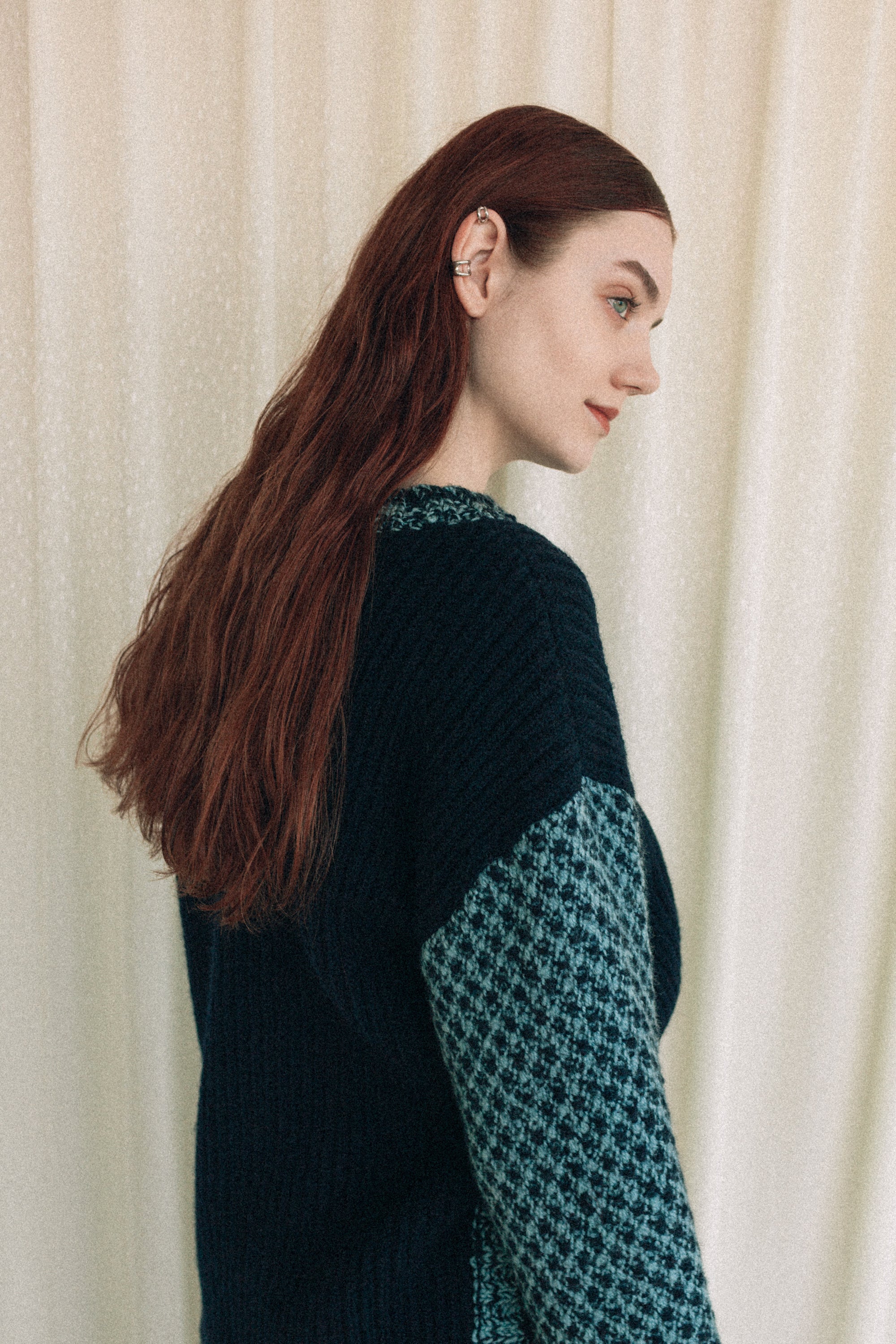 Dobby weave knit - Blue