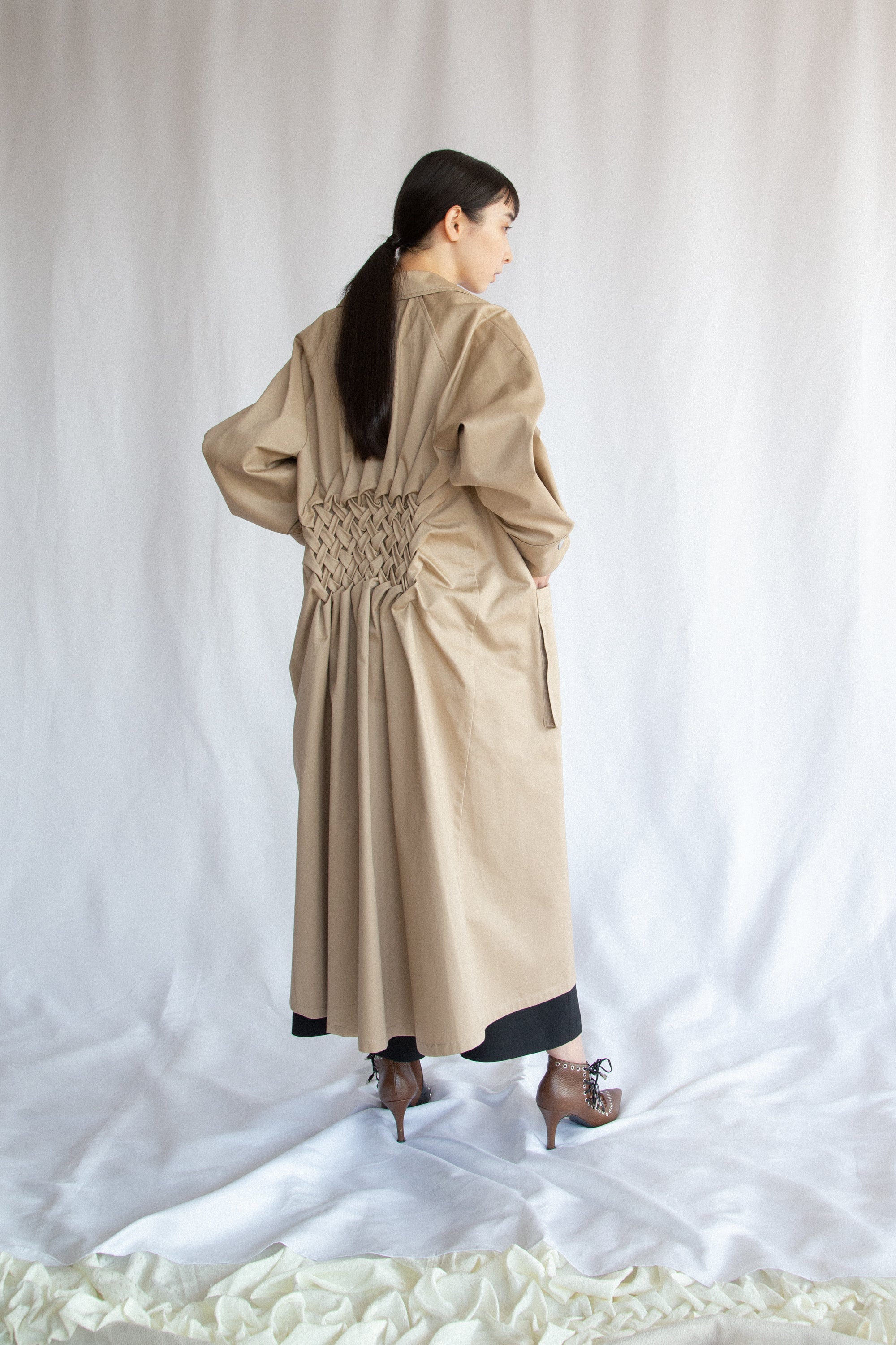 Smocking trench coat - Beige