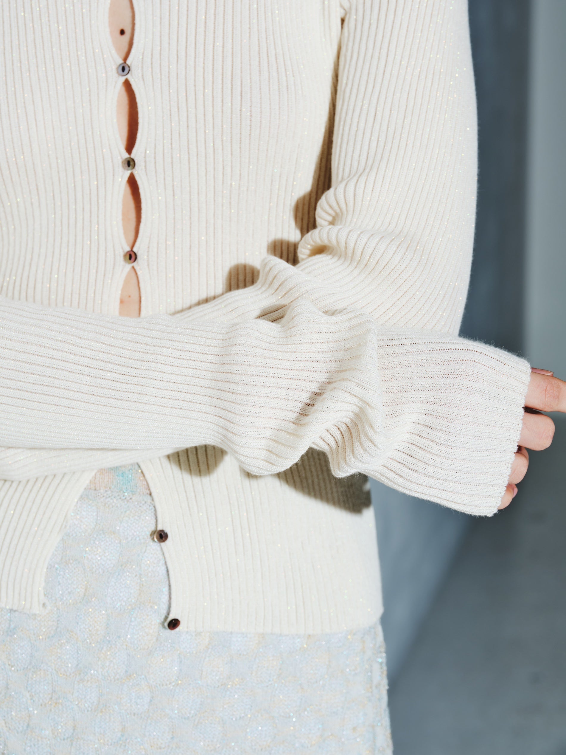 Bubble rib cardigan - Ivory