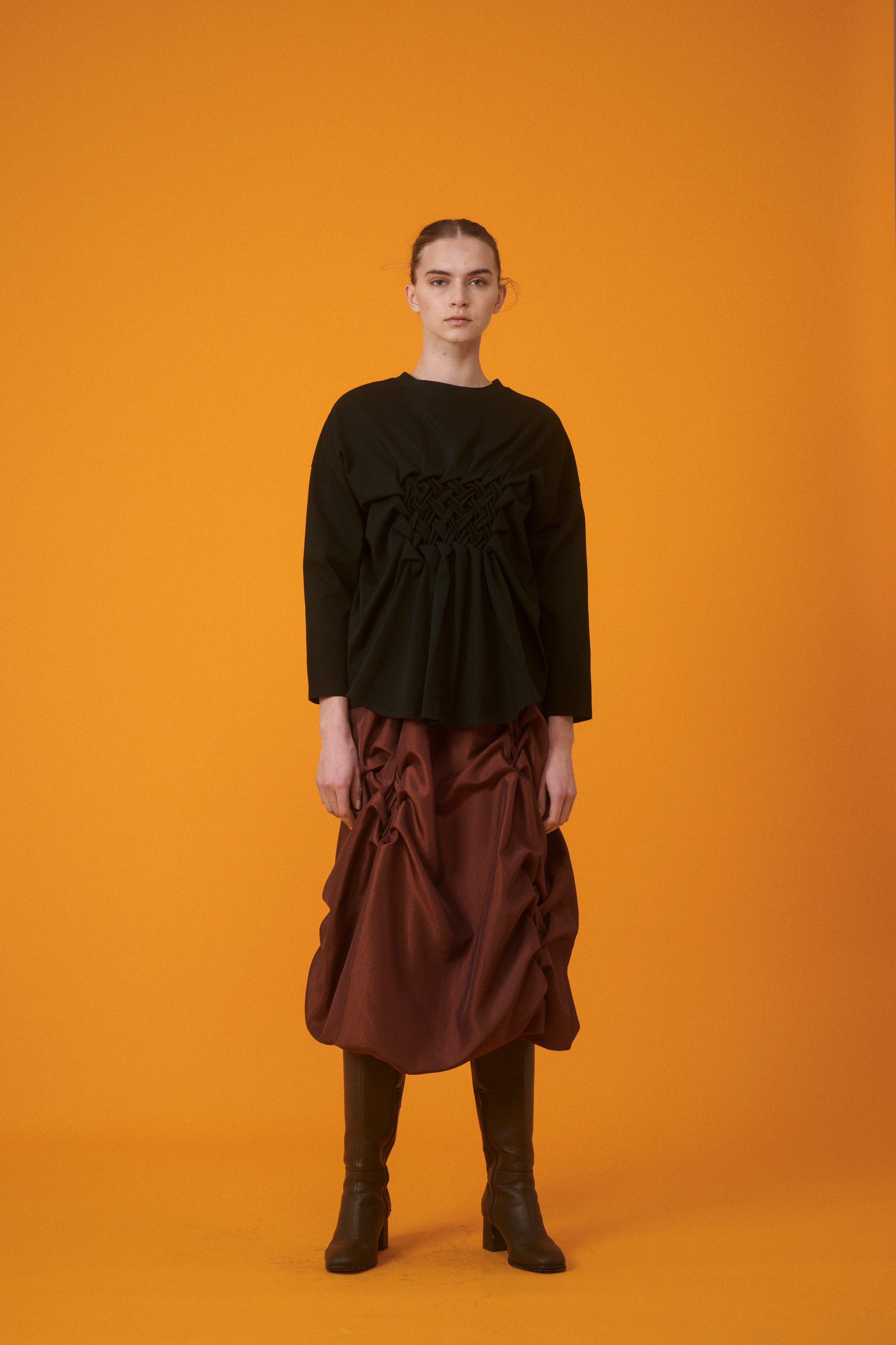 Smocking long t-shirt - Black