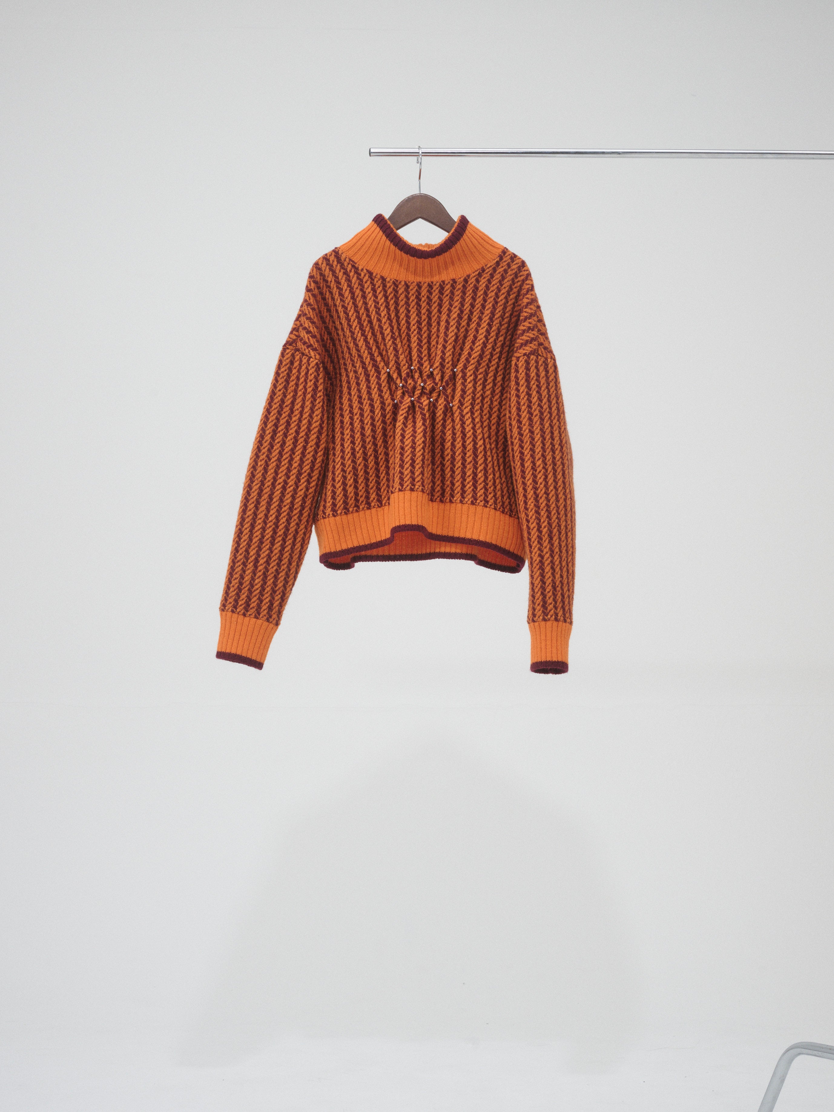 Frottage refine knit pullover - Orenge