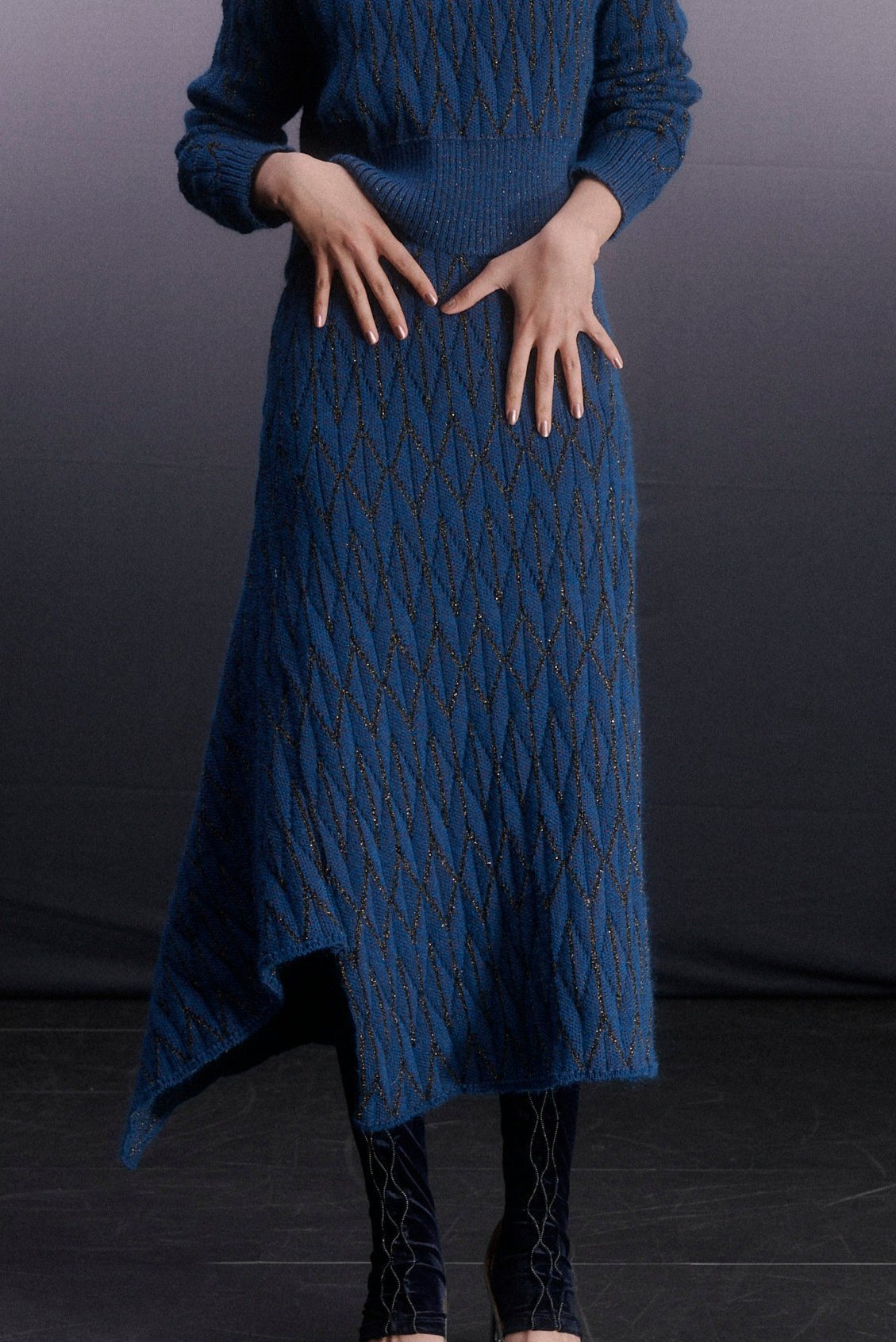 Knit pleats skirt - Blue