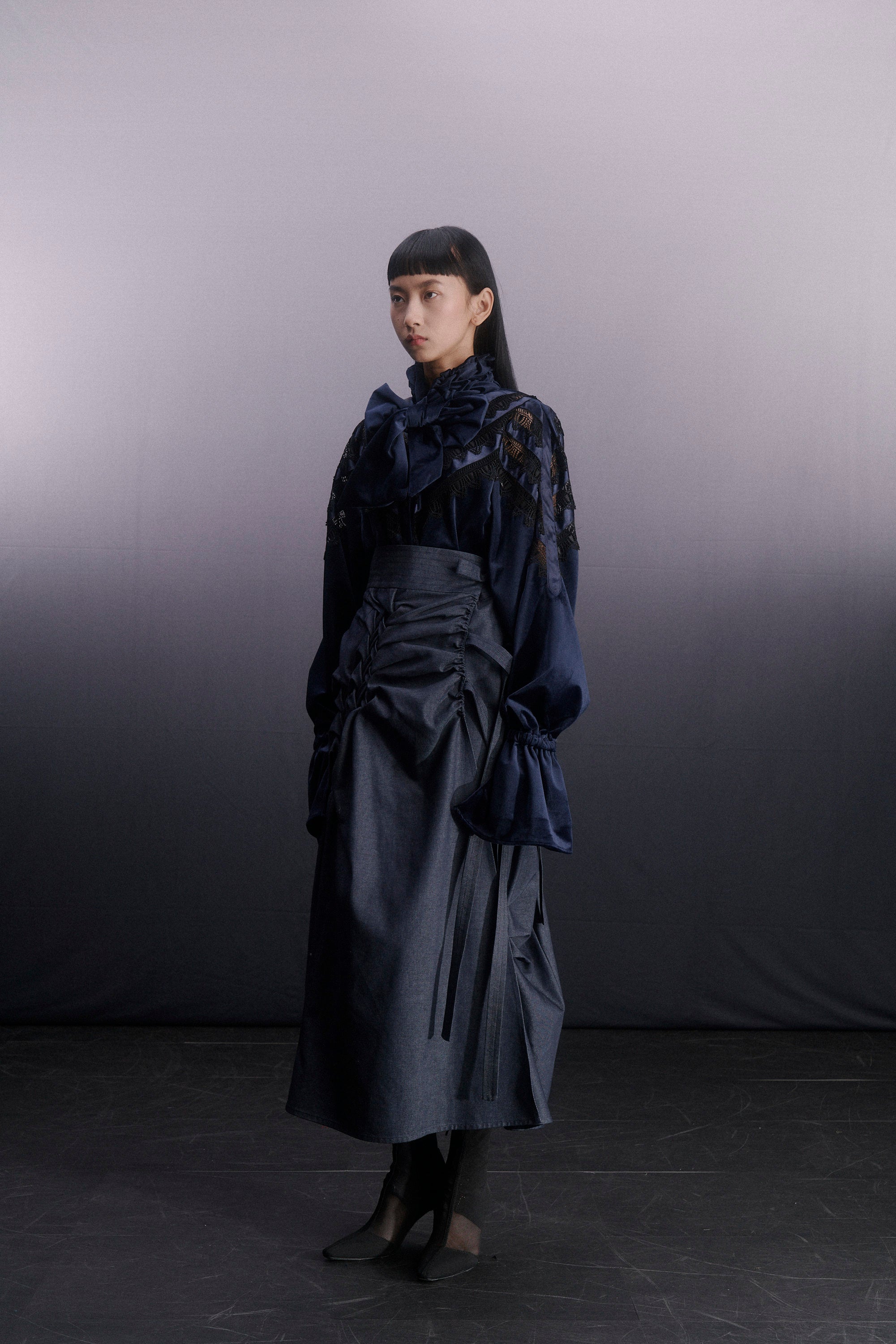 Hakama wrap skirt ‐ Black