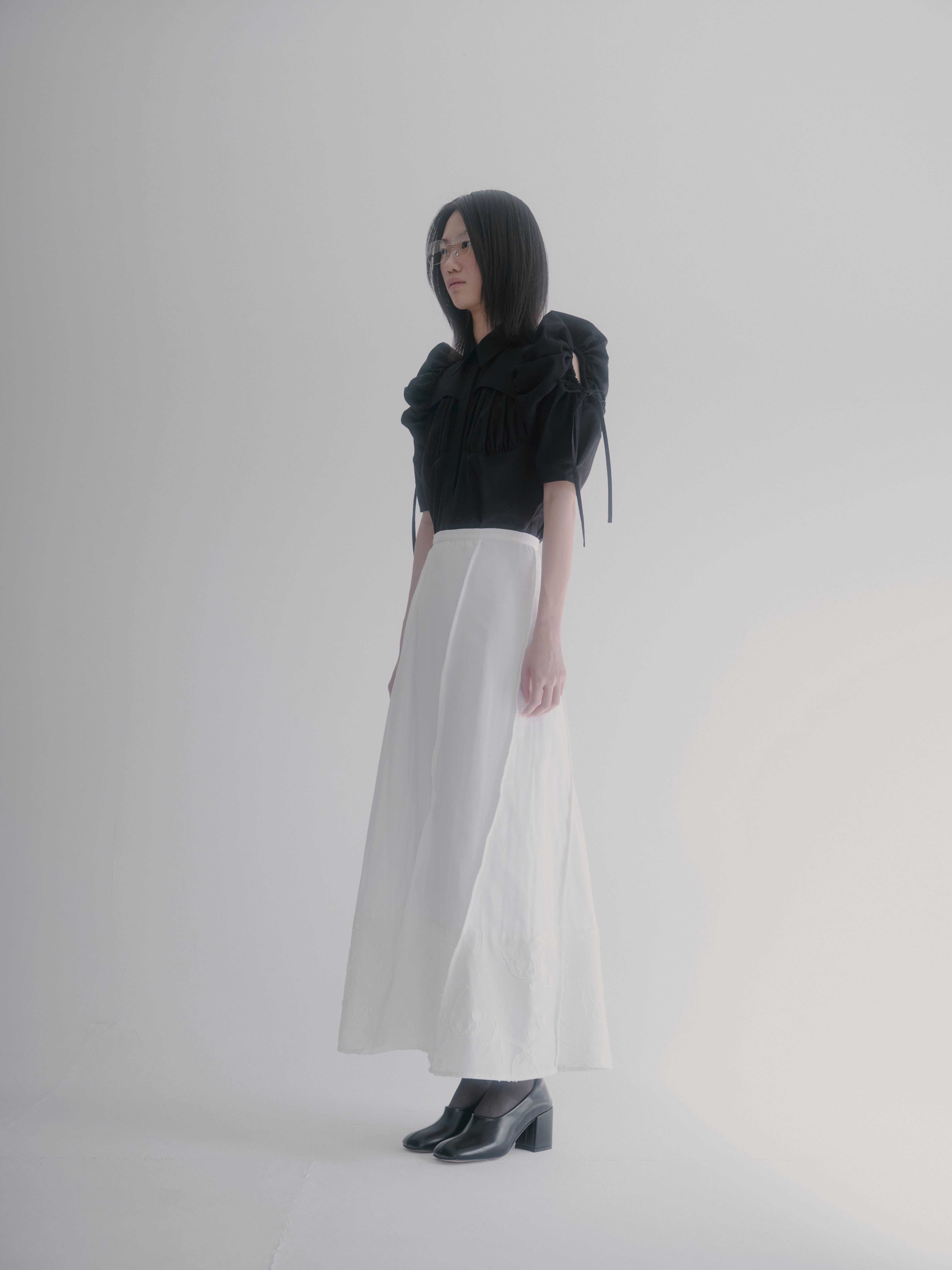 Petal diagonally skirt - White