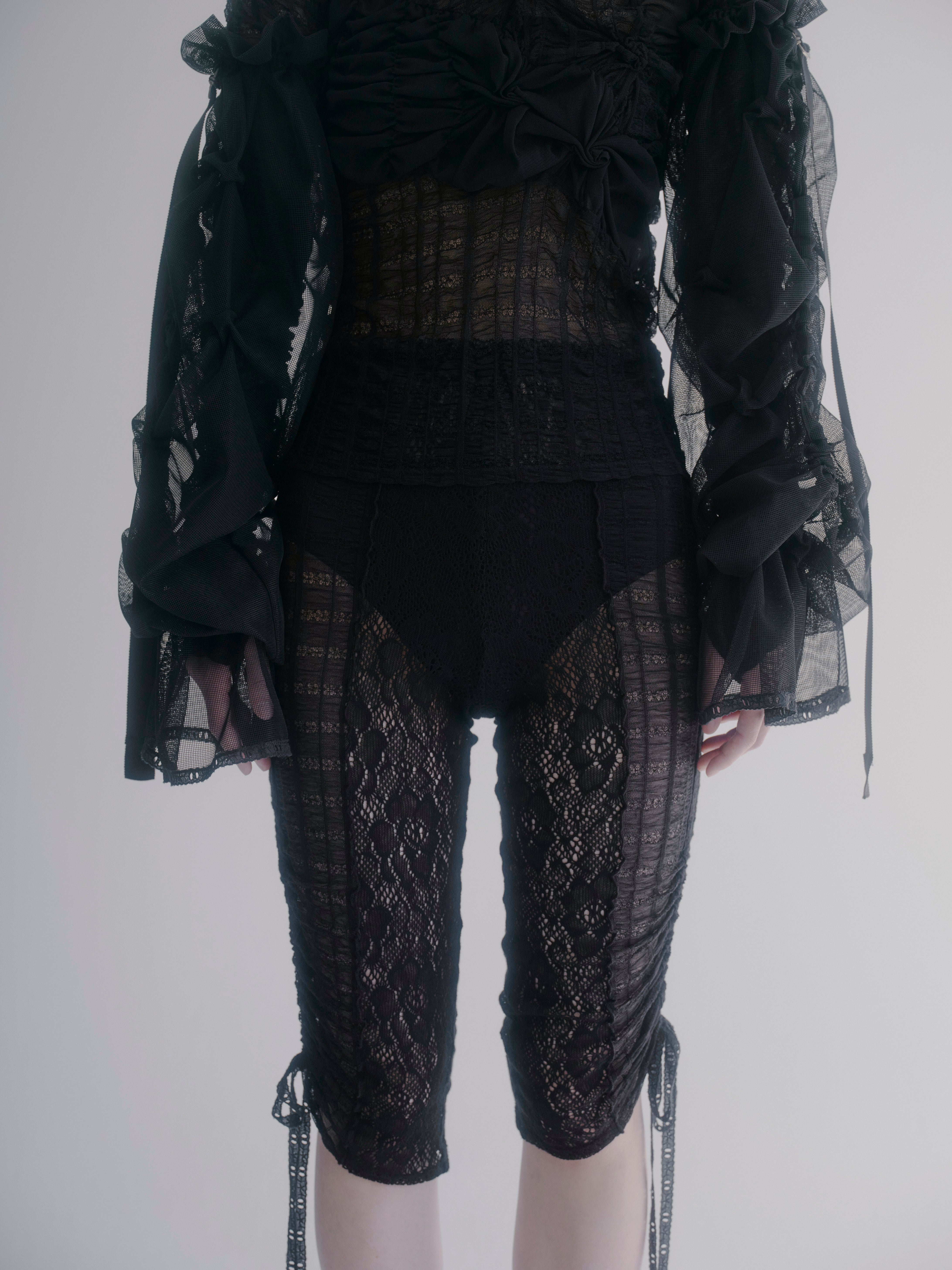 Garden lace biker pants - Black