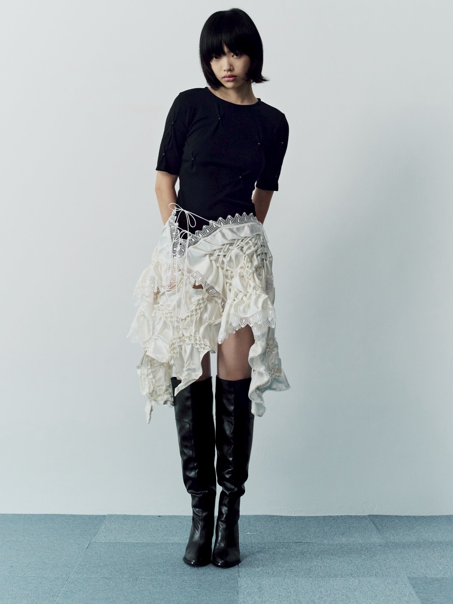 Smocking veill skirt - White