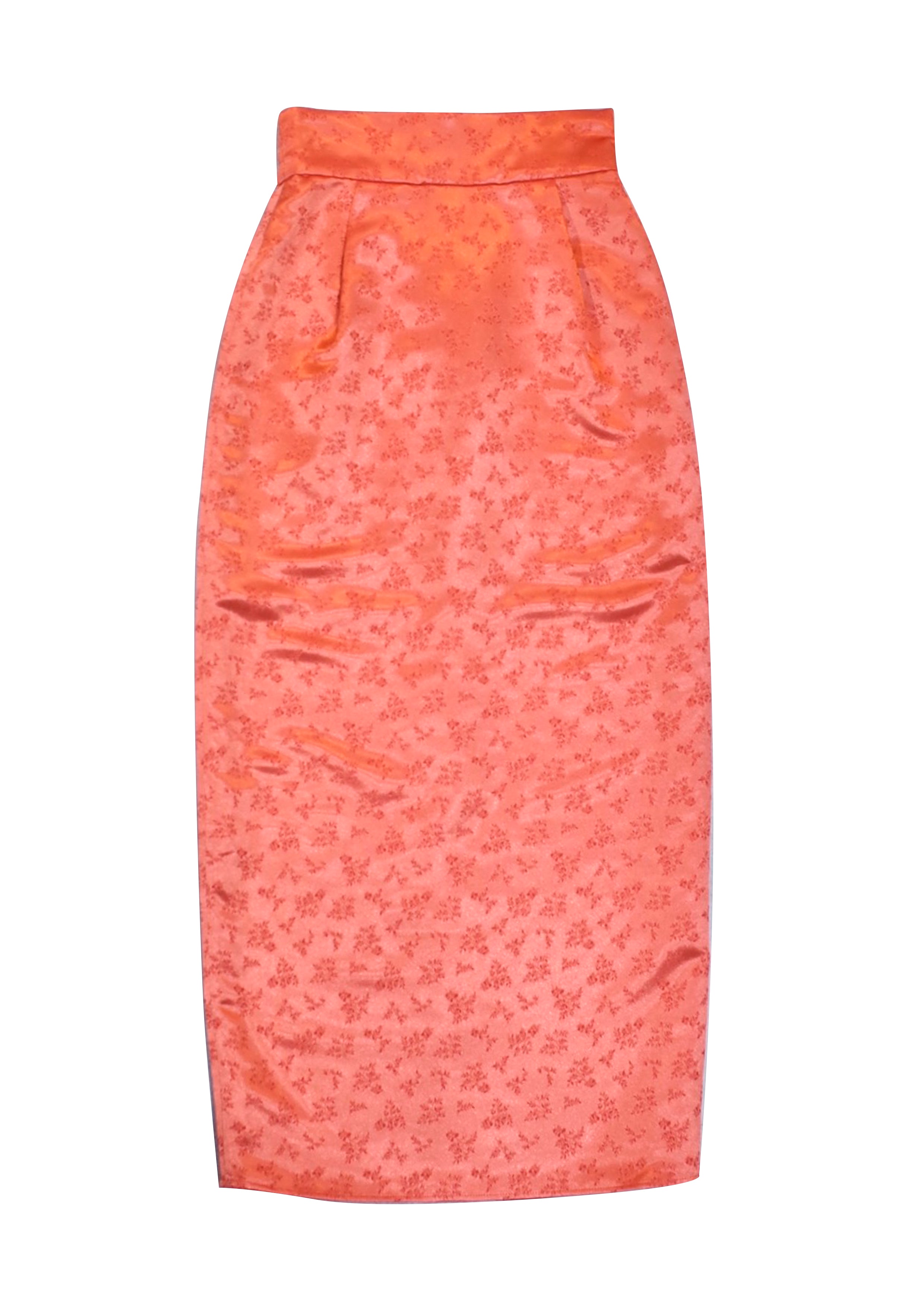 Jacquard deep slit skirt - Orange