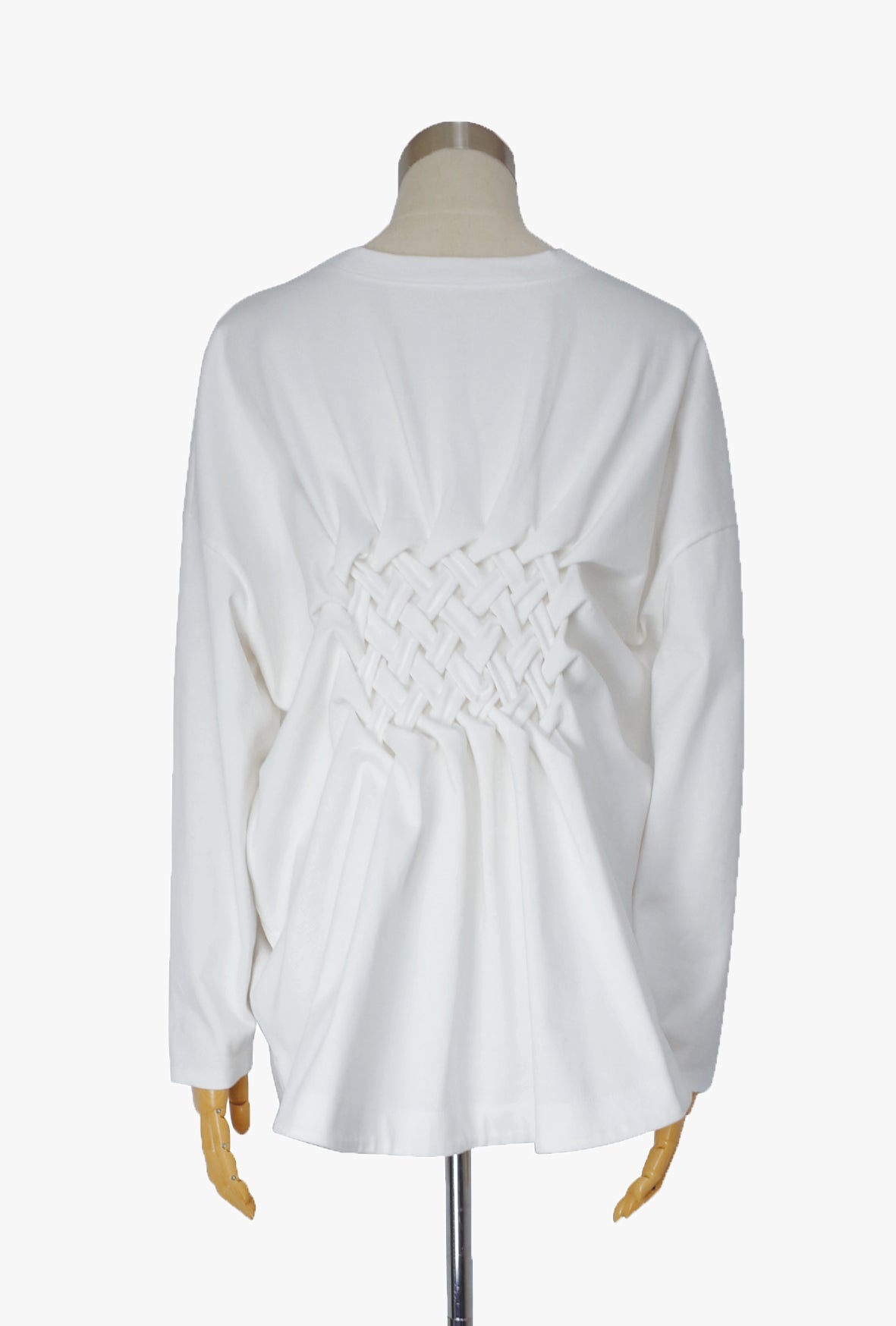 Smocking long t-shirt - White