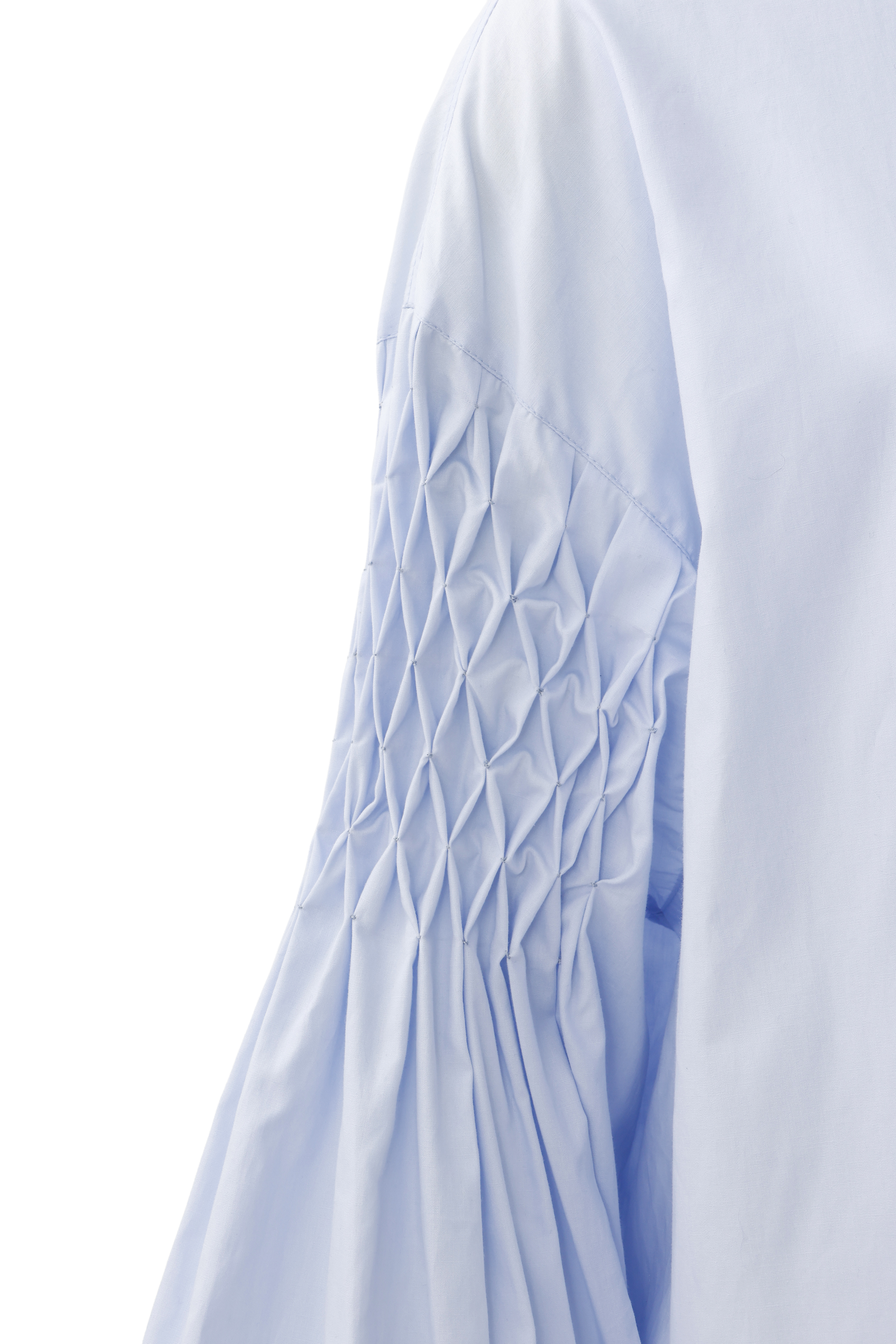 Smocking sleeve blouse - Blue