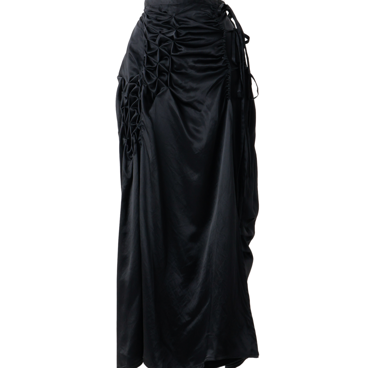 Hakama wrap satin skirt - Black