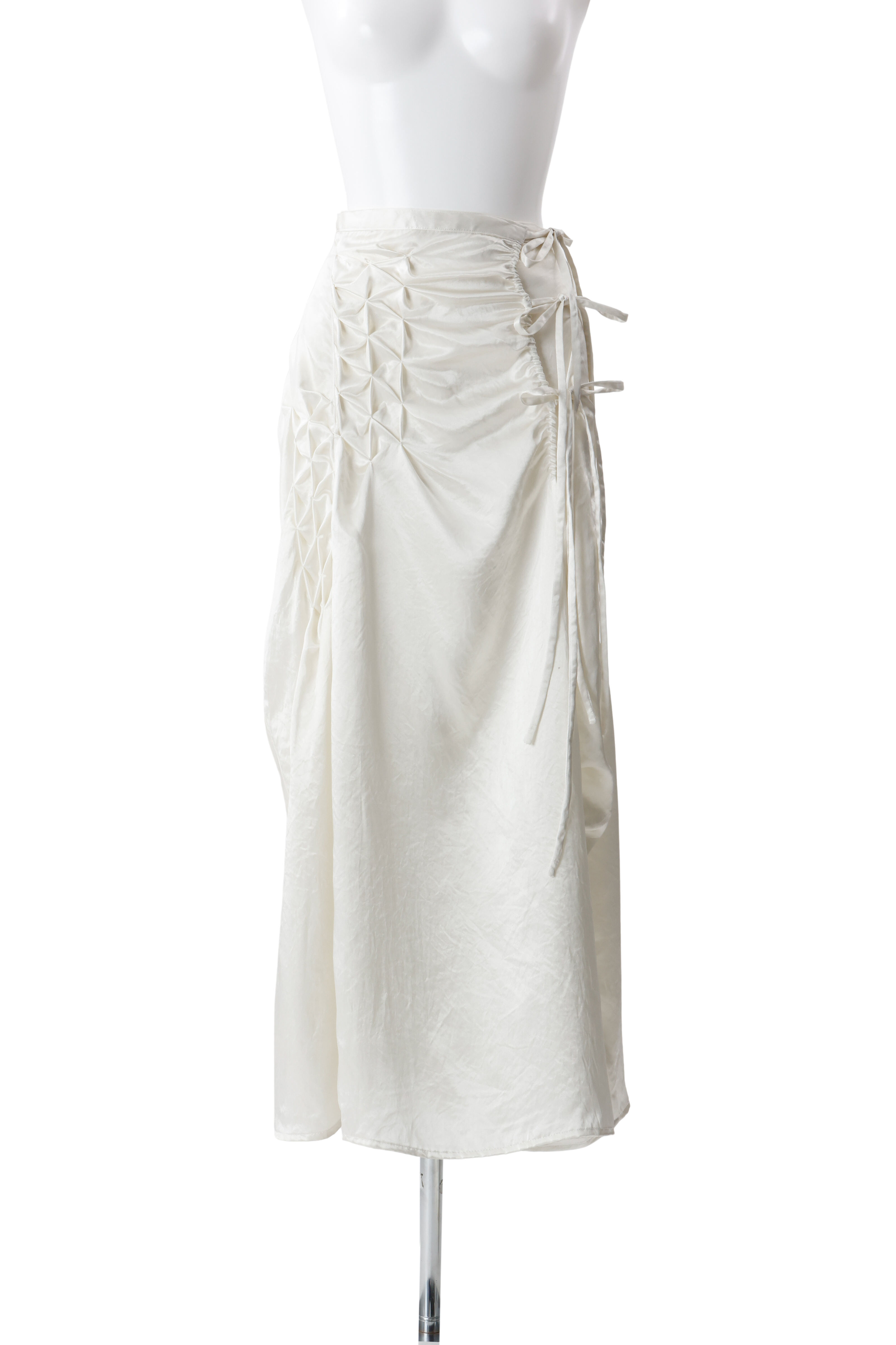 Hakama wrap satin skirt - White