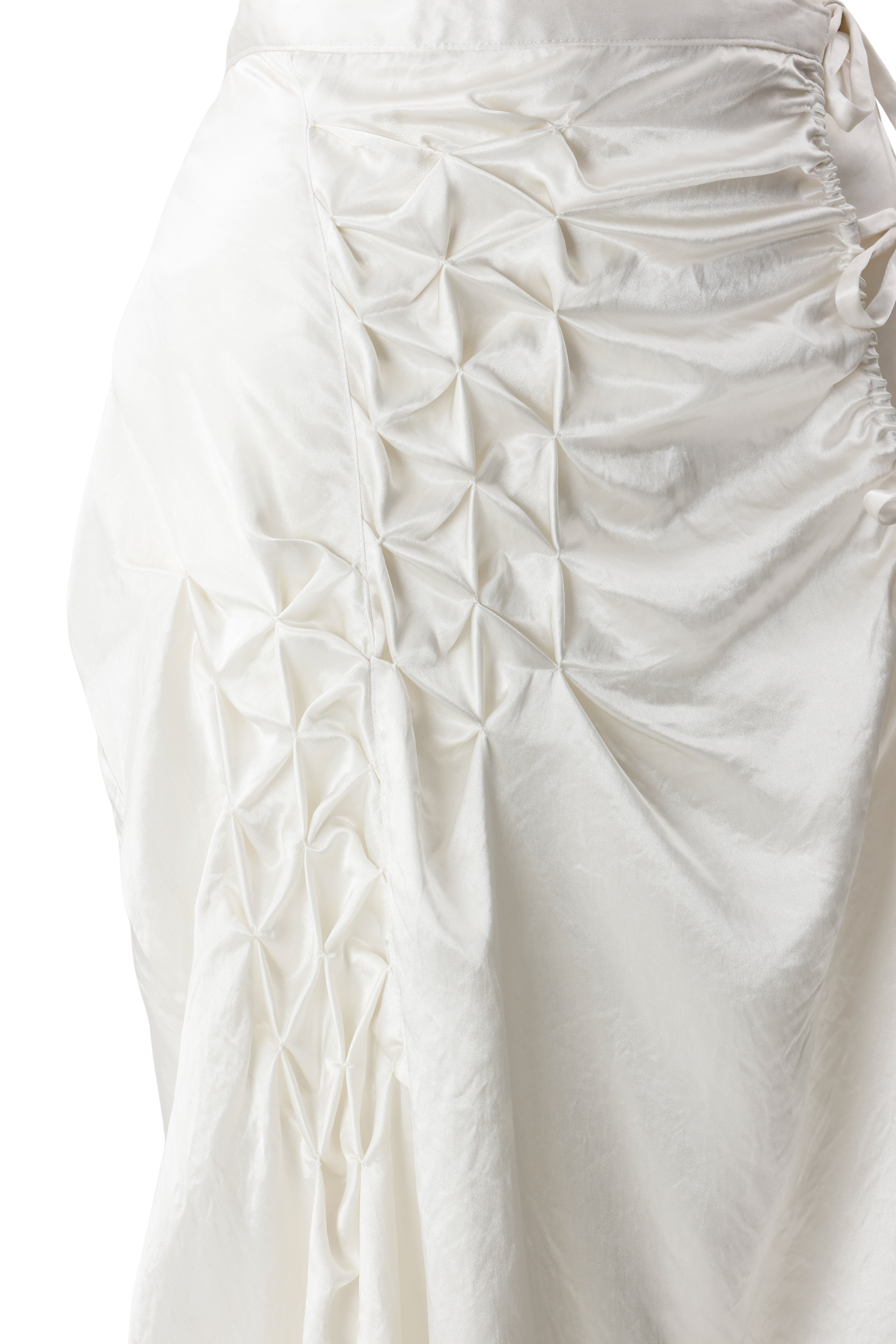 Hakama wrap satin skirt - White