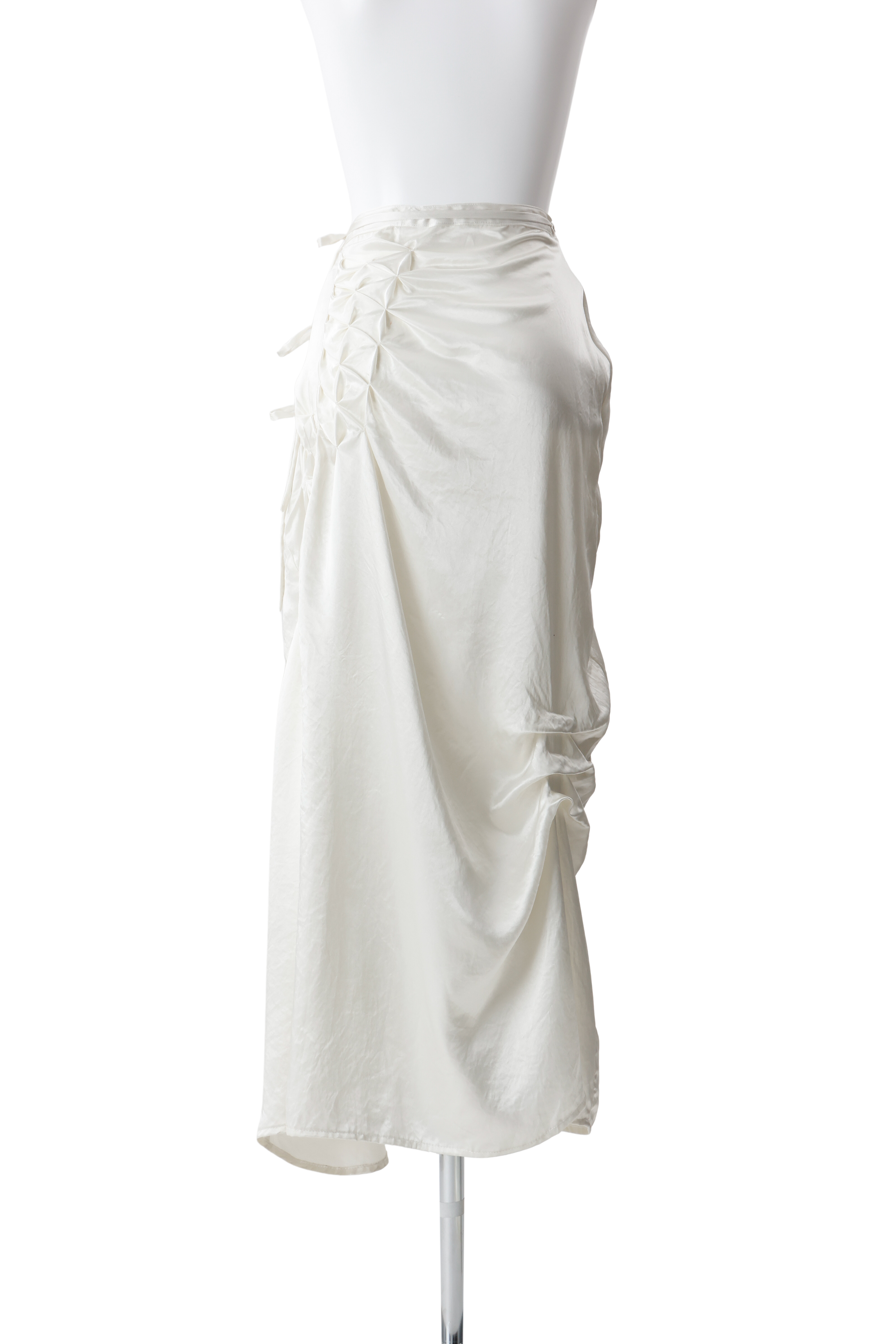Hakama wrap satin skirt - White
