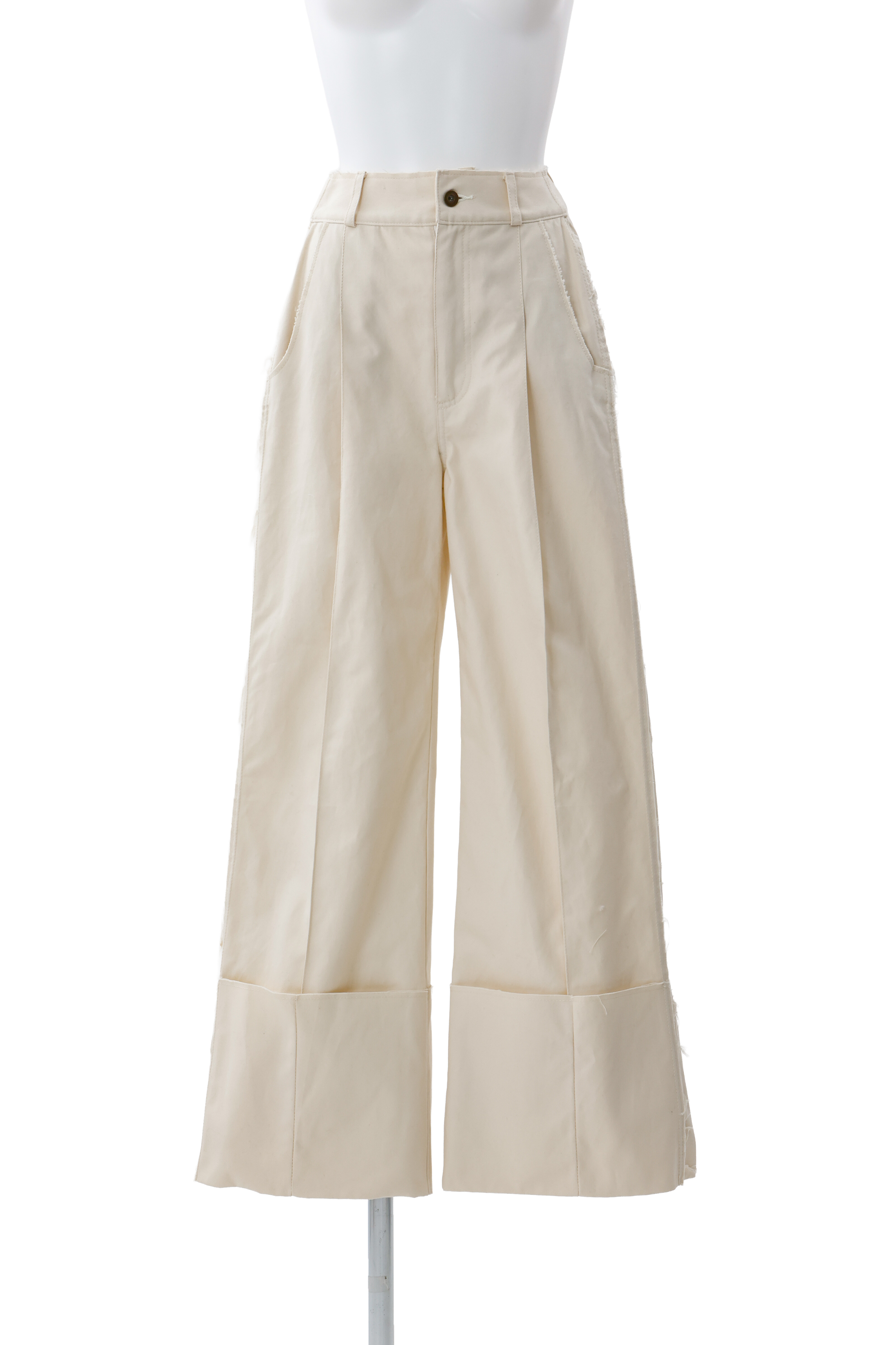 Wide-leg roll pants - Off-white