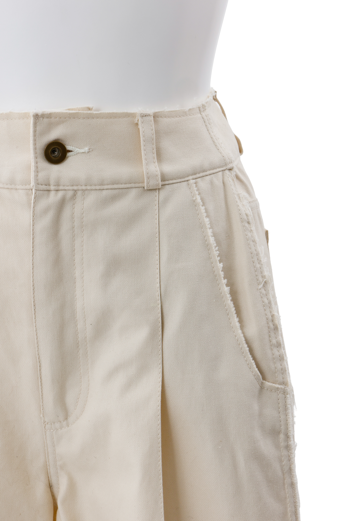 Wide-leg roll pants - Off-white