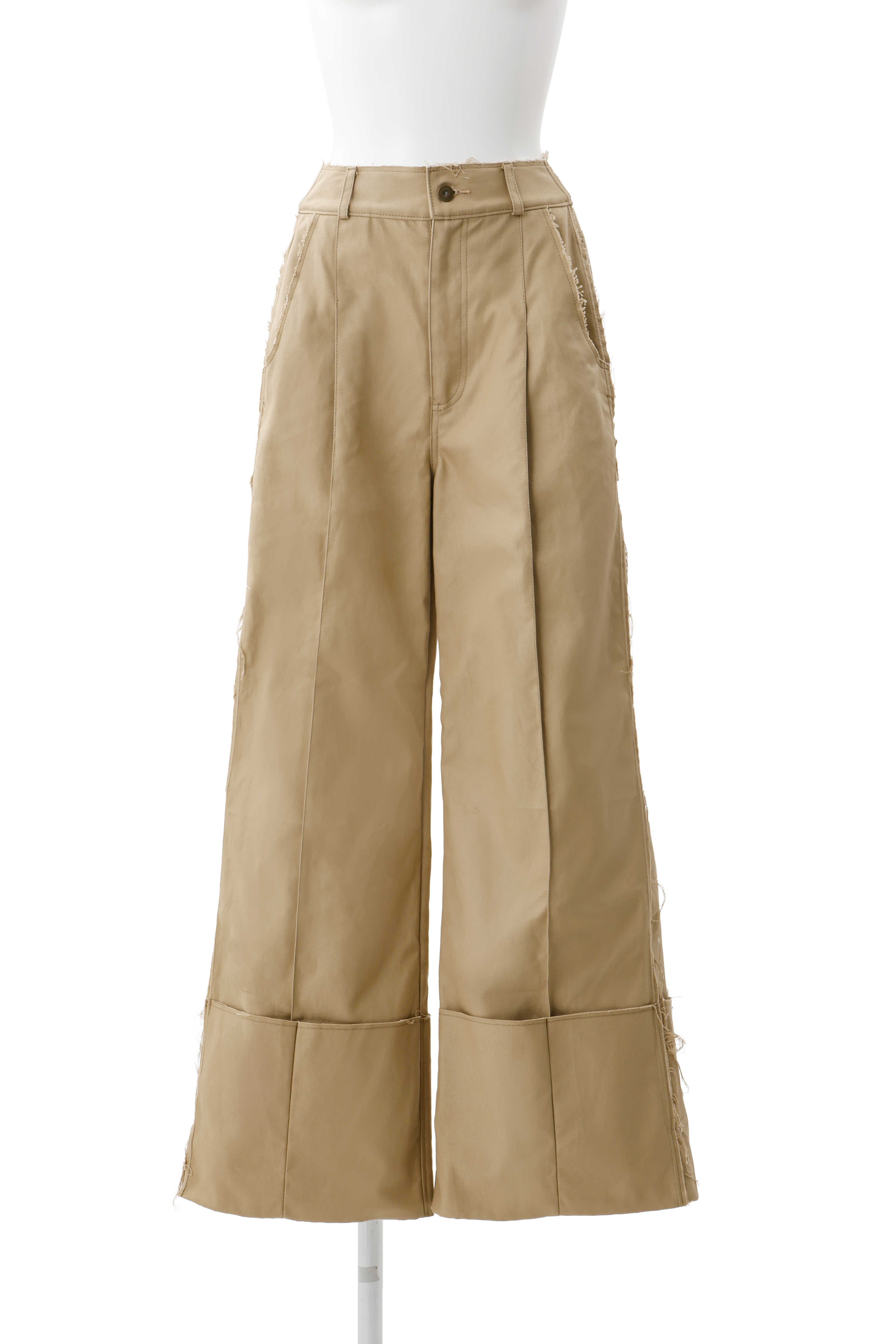 Wide-leg roll pants - Beige
