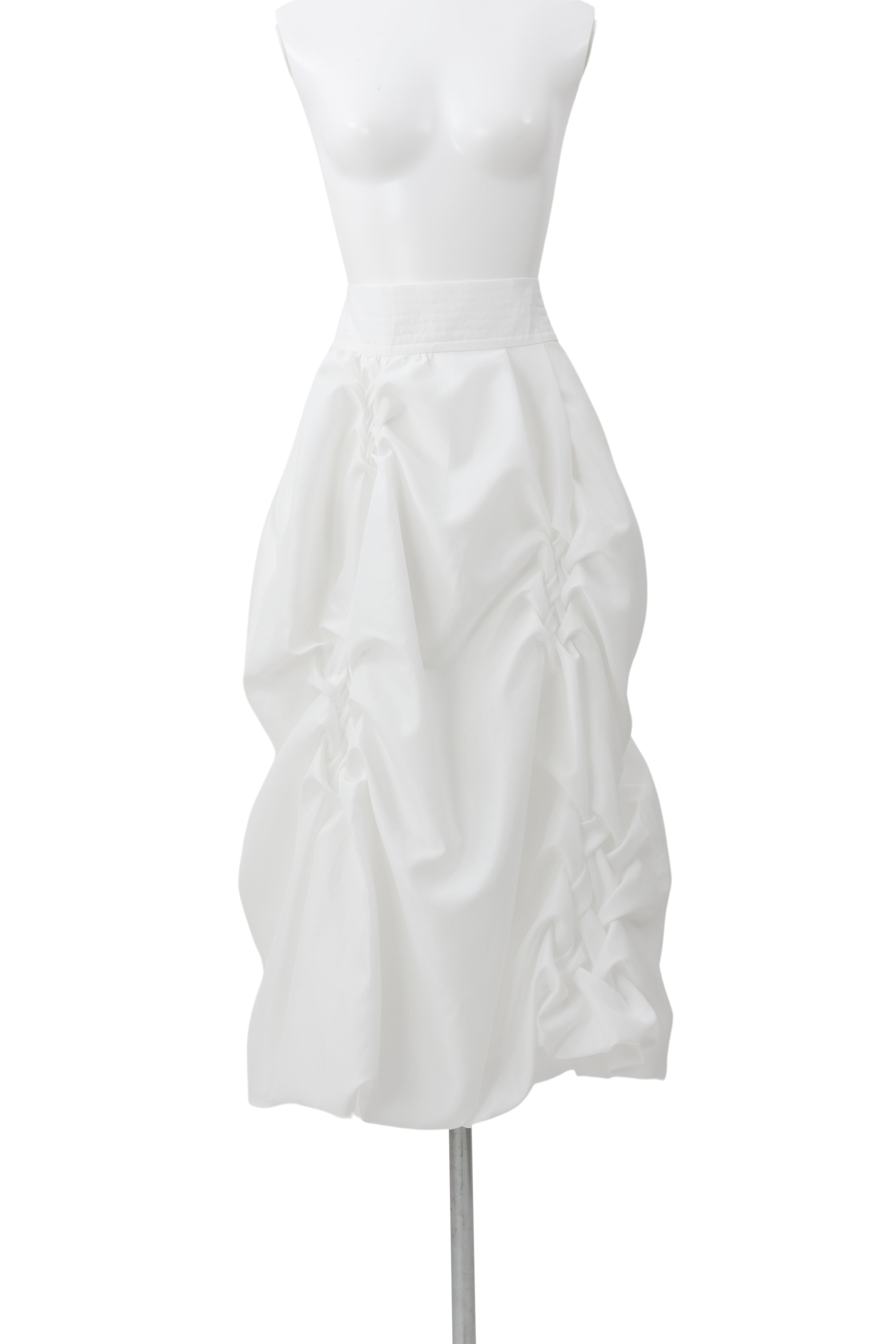 Shiny taffeta balloon skirt - White