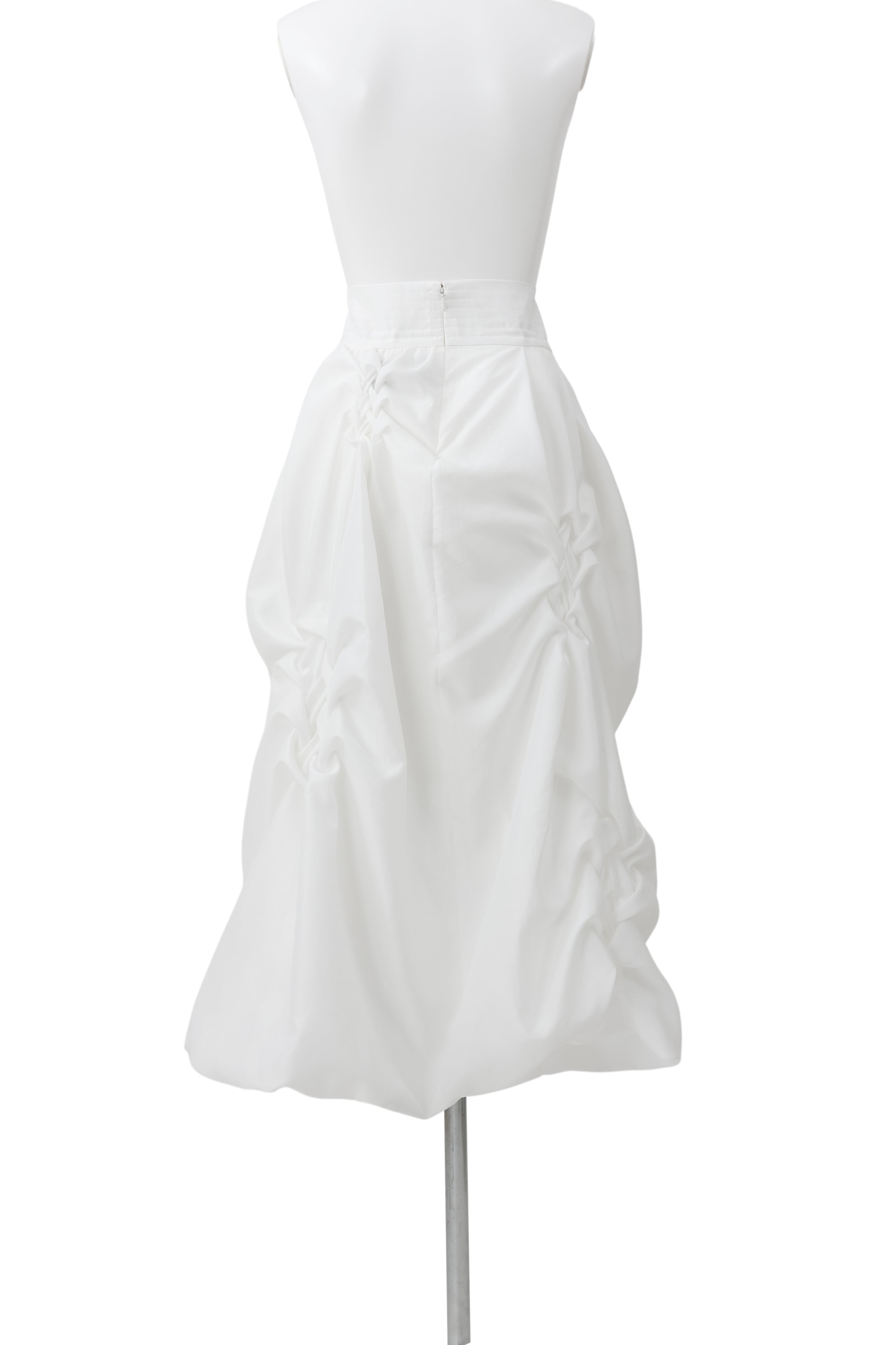 Shiny taffeta balloon skirt - White