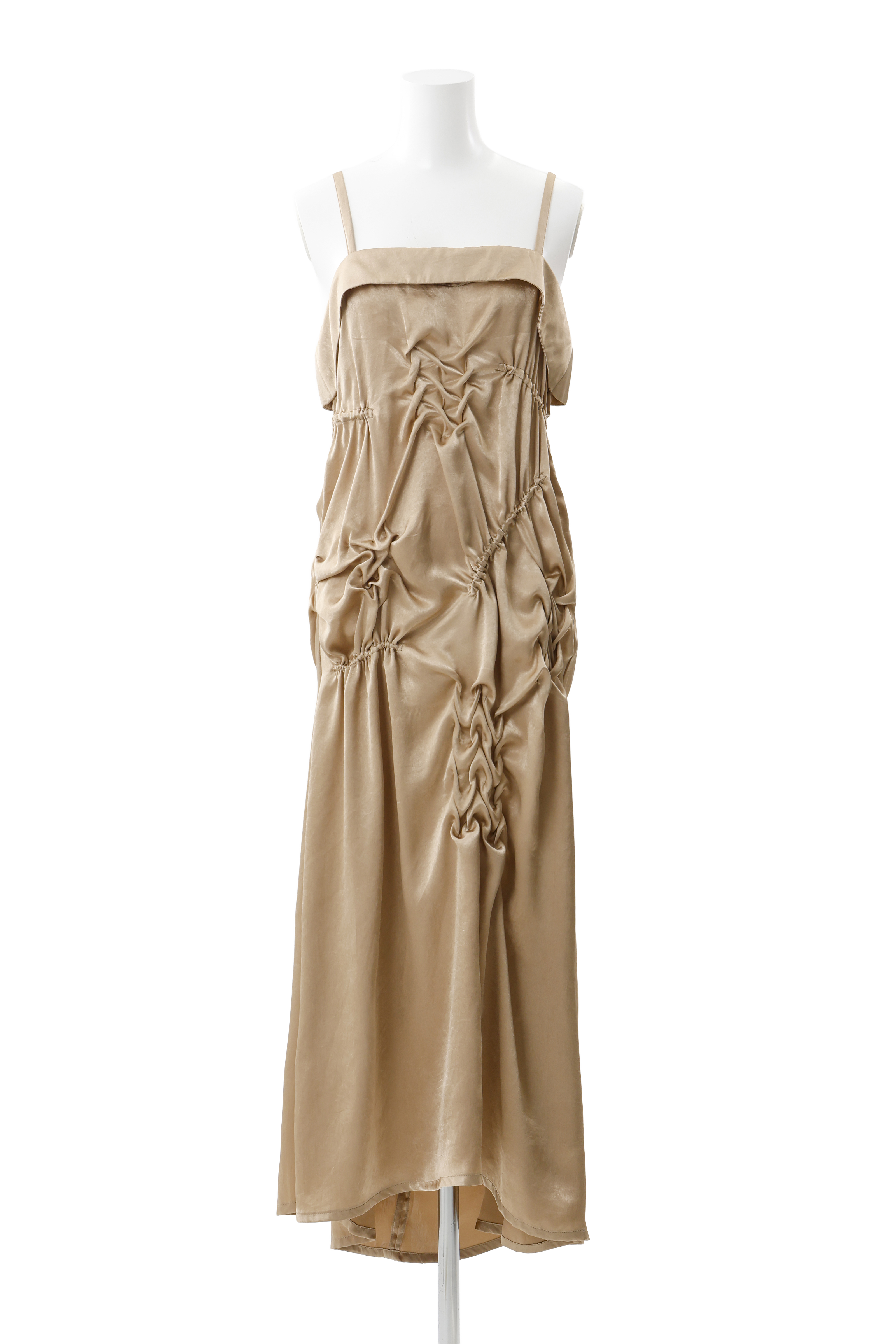 Satin apron dress - Camel