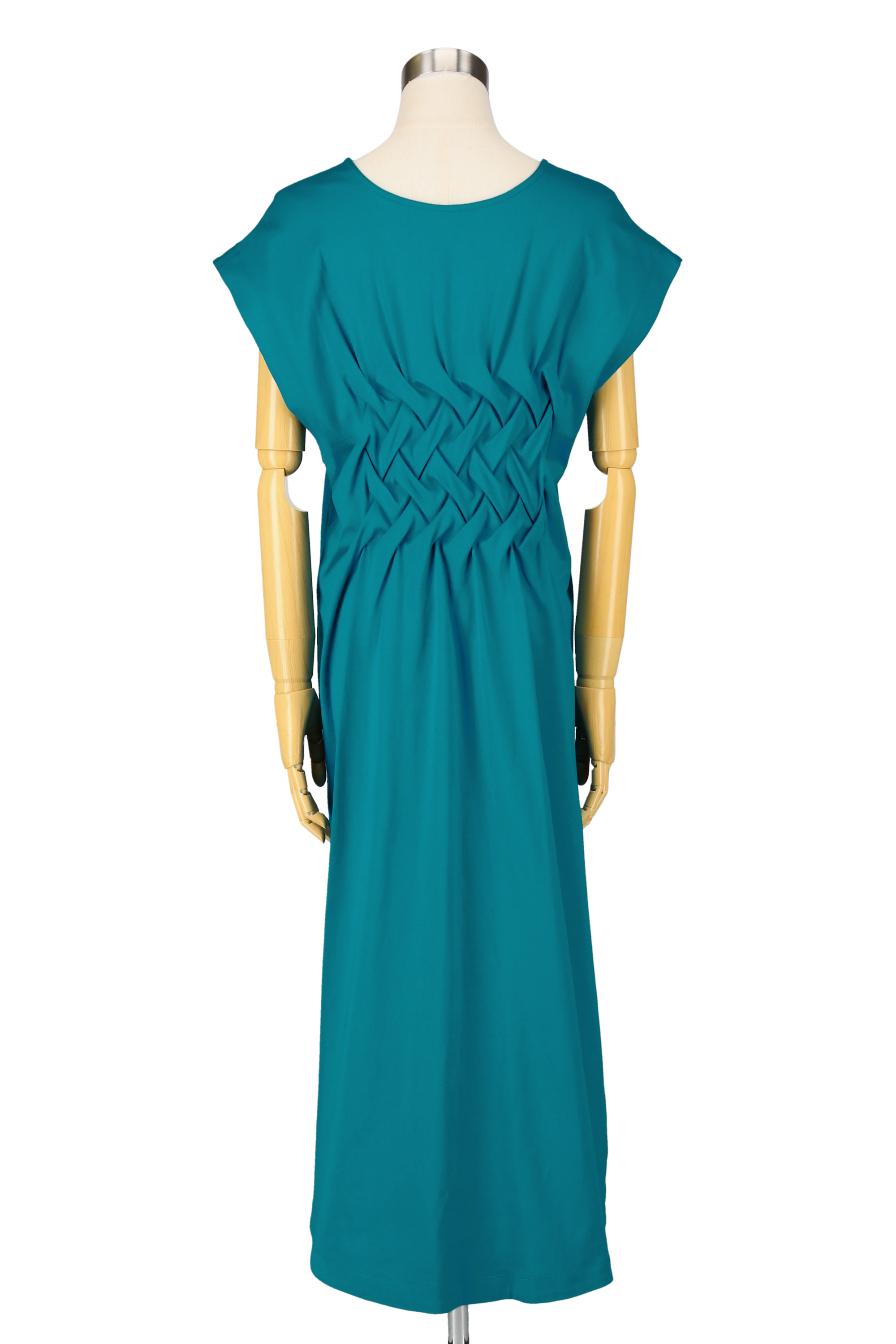 French-sleeve cut dress - Blue Green