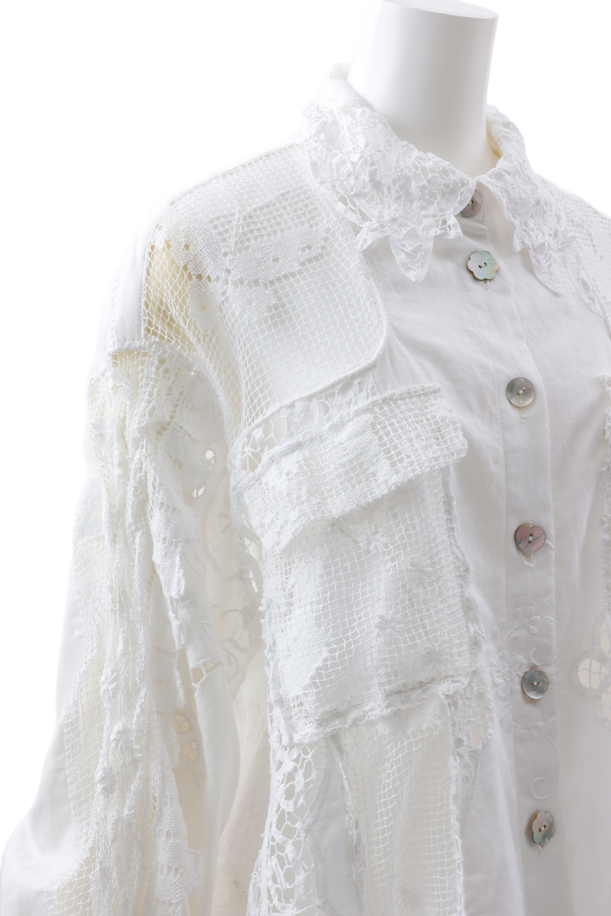 ATELIER by Create Clair / Vintage patchwork shirt jacket - Off-white